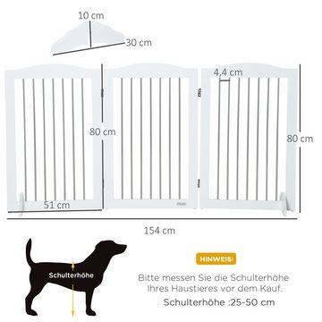 PawHut Hundegitter Hunde-Absperrgitter mit drei Gitterelementen und zwei Stützfüßen (Treppengitter, 1 St., Schutzgitter), für mittelgroße Hunde, Weiß