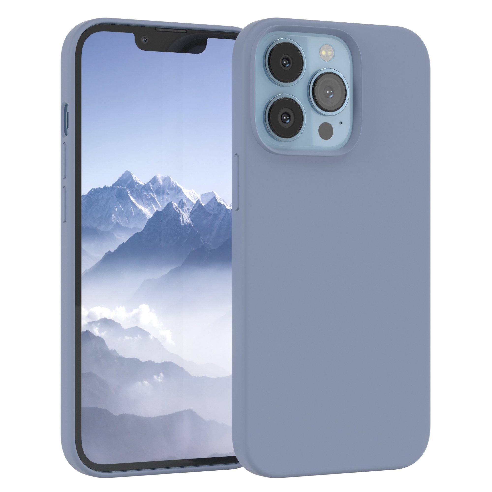 EAZY CASE Handyhülle Premium Silikon Case für Apple iPhone 13 Pro 6,1 Zoll, Hülle mit Kameraschutz Bumper Case stoßfest Handy Softcase Eis Blau
