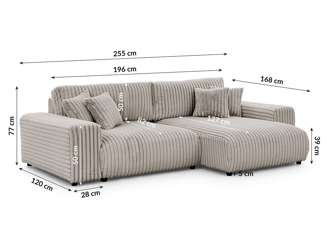 S-Style Möbel Ecksofa Mollis mit Schlaffunktion und Bettkasten aus Plüschco günstig online kaufen