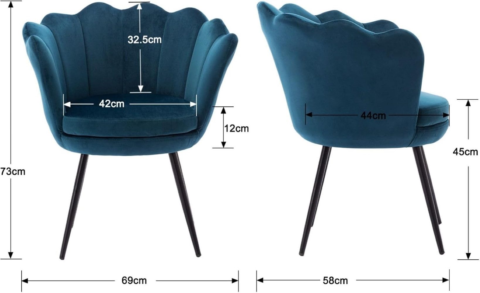 CHAIRUS Sessel Relaxsessel mit Goldfuß & Blumenform für Wohn-/Schlafzimmer (1-St), Ohrensessel, Freizeitsessel mit Kissen, Esszimmerstuhl Polsterstuhl