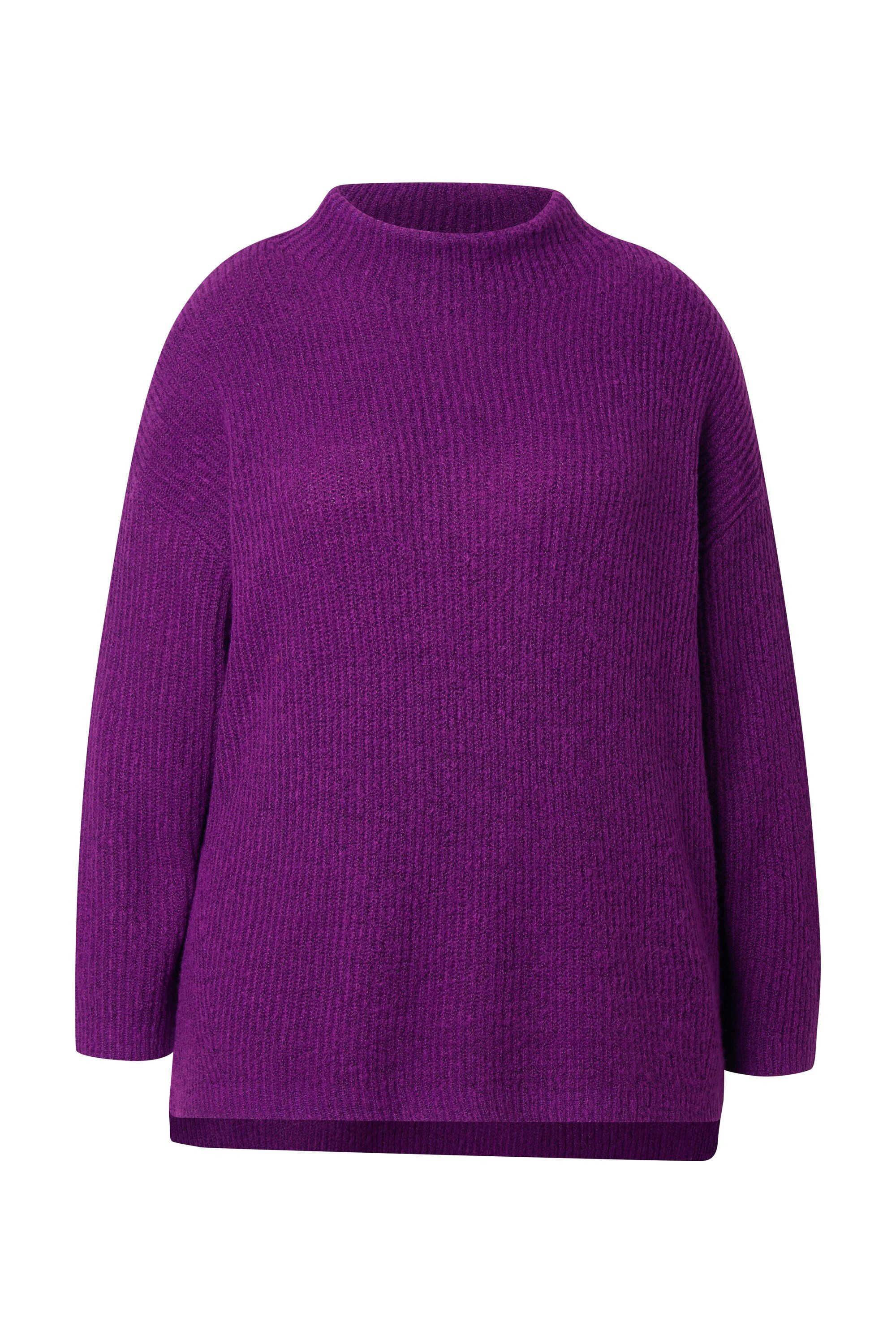 Ulla Popken Longpullover Rollkragen-Pullover Rippstrick oversized Langarm