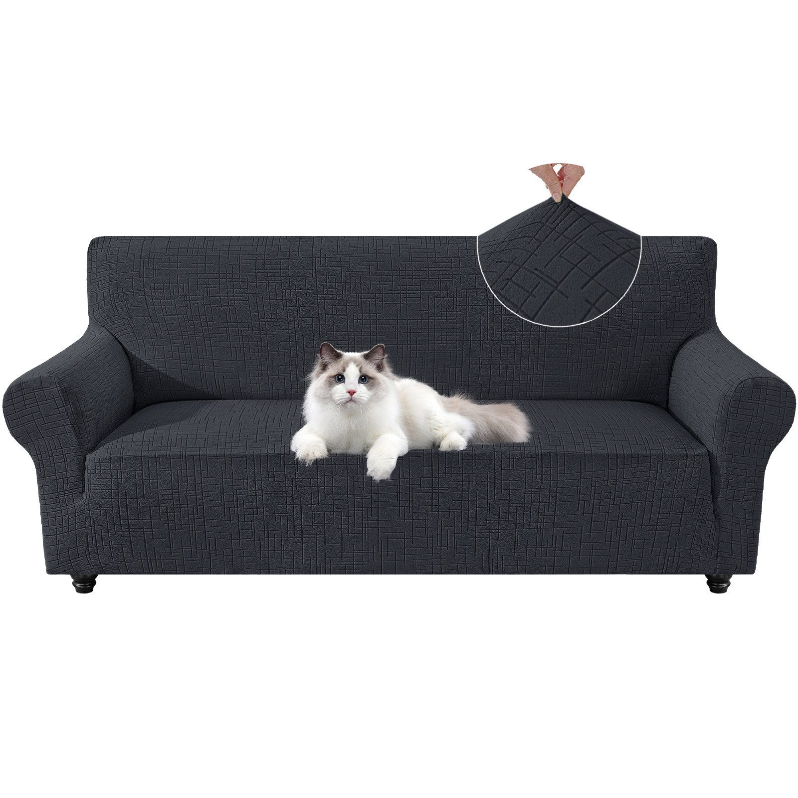 BlingBin Sofabezug Sofahusse 2/3 Sitzer Stretch, Rutschfester Sofaüberzug, Kratzfester Sofa Überzug mit Elastischem Bund,Waschbar