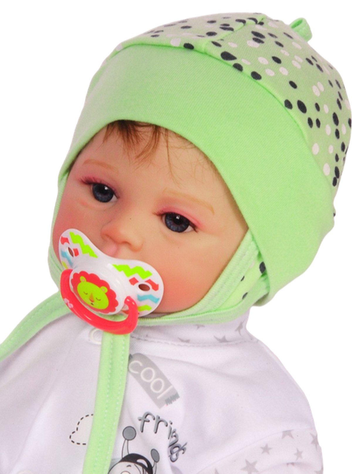 La Bortini Erstlingsmütze Mütze für Neugeborene Babymütze Baby Haube in Grün gepunktet aus reiner Baumwolle, 32 34 36 38