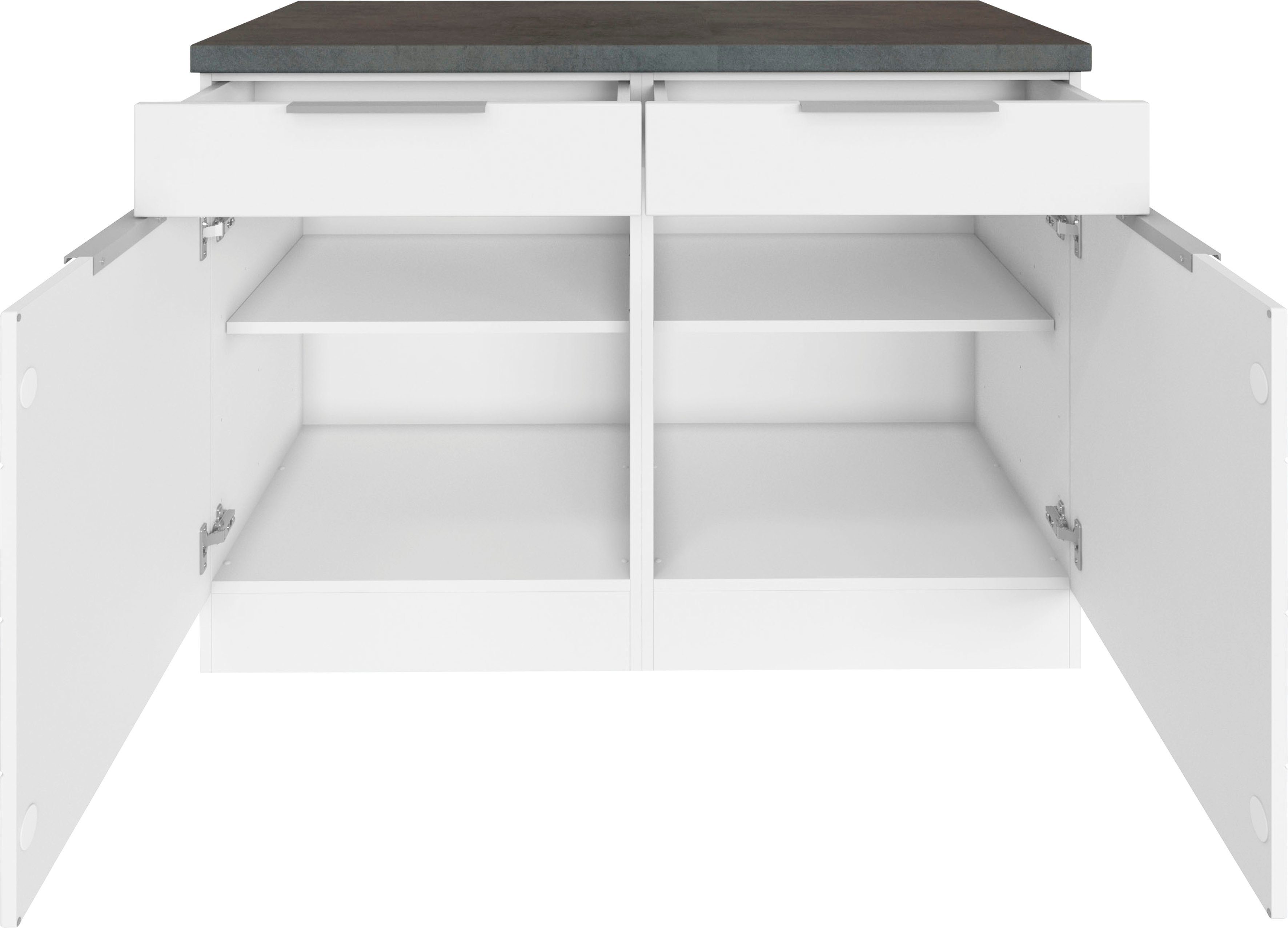 KOCHSTATION Unterschrank KS-Luhe 120 cm breit, für viel Stauraum, MDF-Fronten mit waagerechter Lisene
