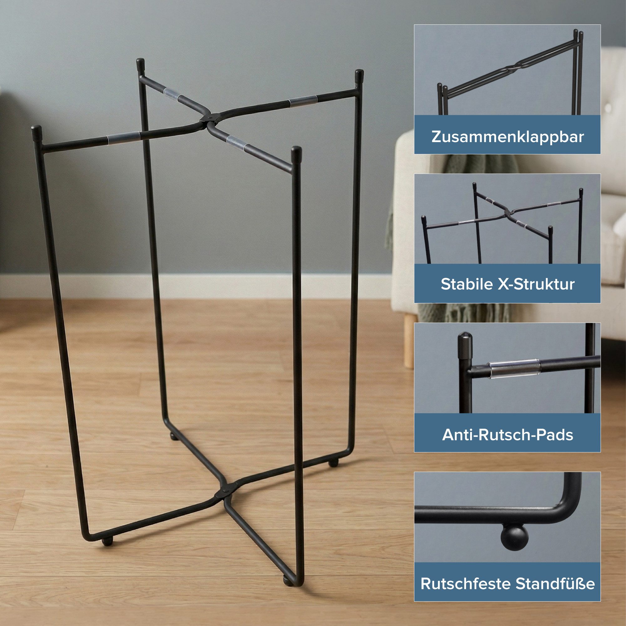 doporro Beistelltisch Couchtisch kleiner Tisch mit 1/2 geflochtenen Ablagen rund Reglo-08, Zwei Materialien zur Auswahl – Bild 5 von 5
