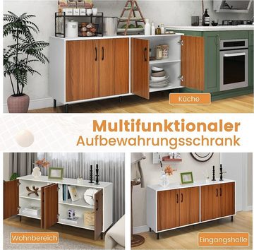 KOMFOTTEU Sideboard Kommode, mit 4 Ablagen, mit Metallfüßen & Kippversicherung