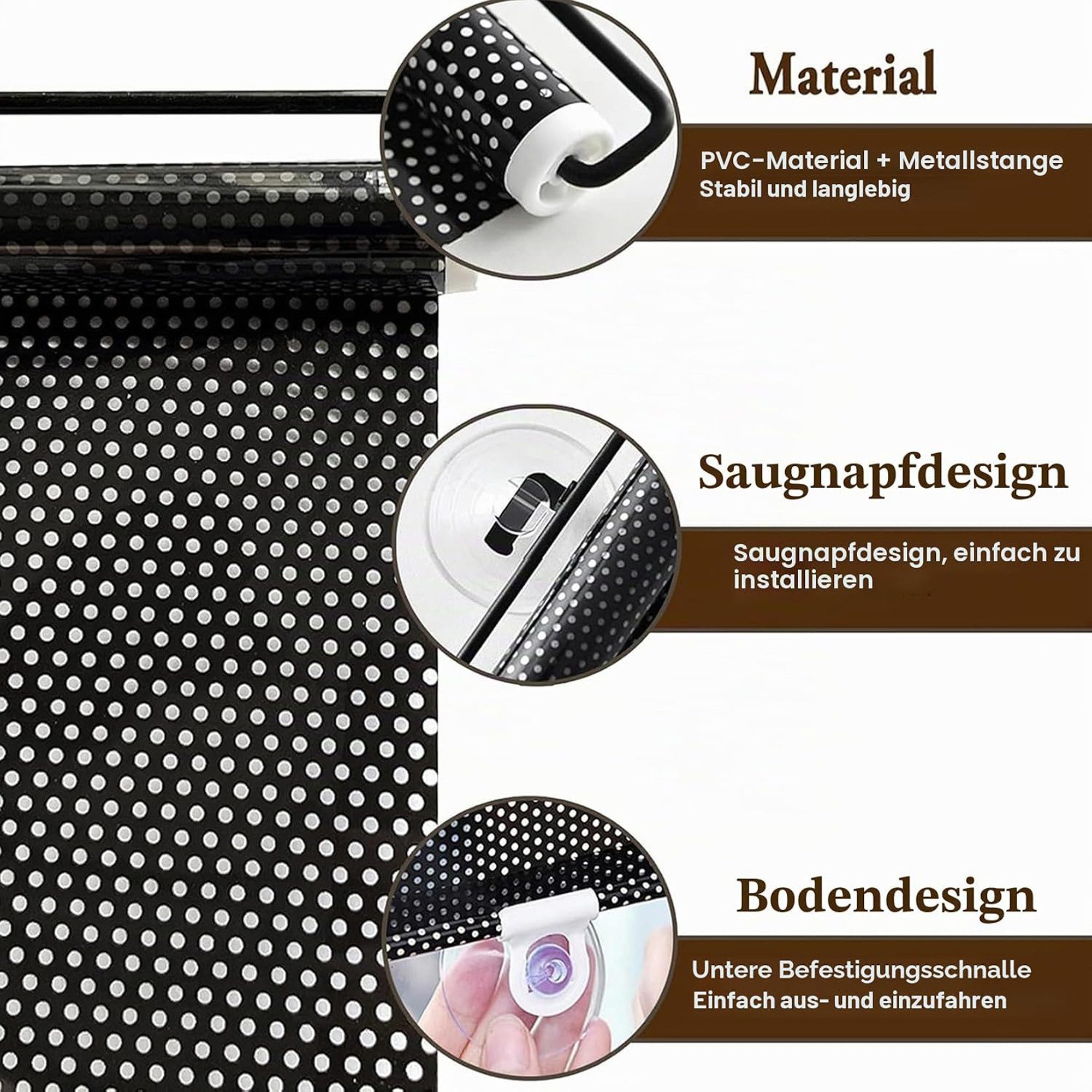 Dachfensterrollo Fensterrollo, Sonnenschutzrollo, Verdunkelungsrollo, Rollo, ibettertec, Ohne Bohren montierbar, mit wiederverwendbaren Saugnäpfen auf glatten Glasflächen befestigen., Haftfix, Bohrfreie Montage, Halbtransparentes Material