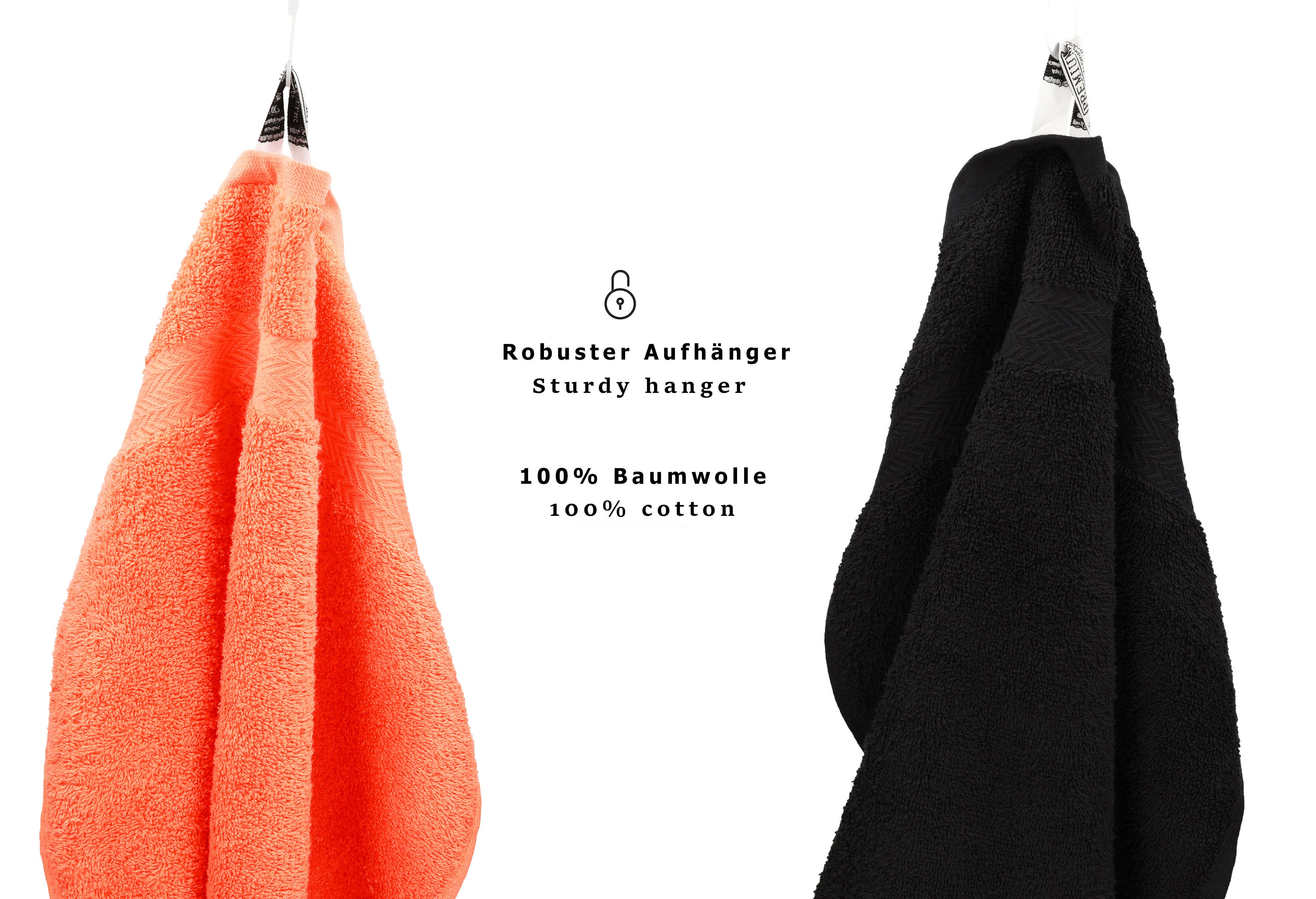 Betz Gästehandtücher 10 Stück Gästetuch Set Premium 30x50 cm Farbe orange/schwarz, 100% Baumwolle (Set, 10-St)