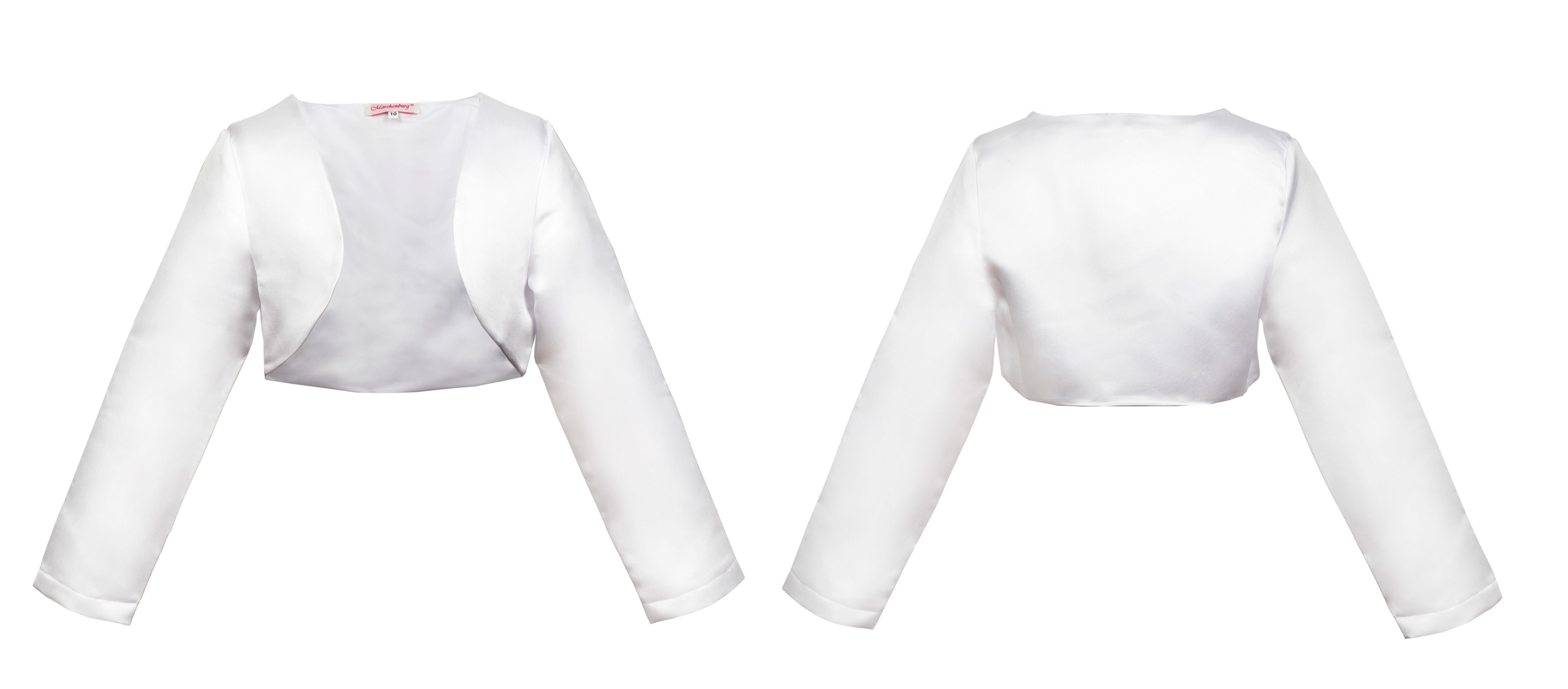 Märchenburg Bolerojacke Kinder Bolero, Kommunionjacke, Mädchen Bolerojacke, Satin Jacke, Weiß