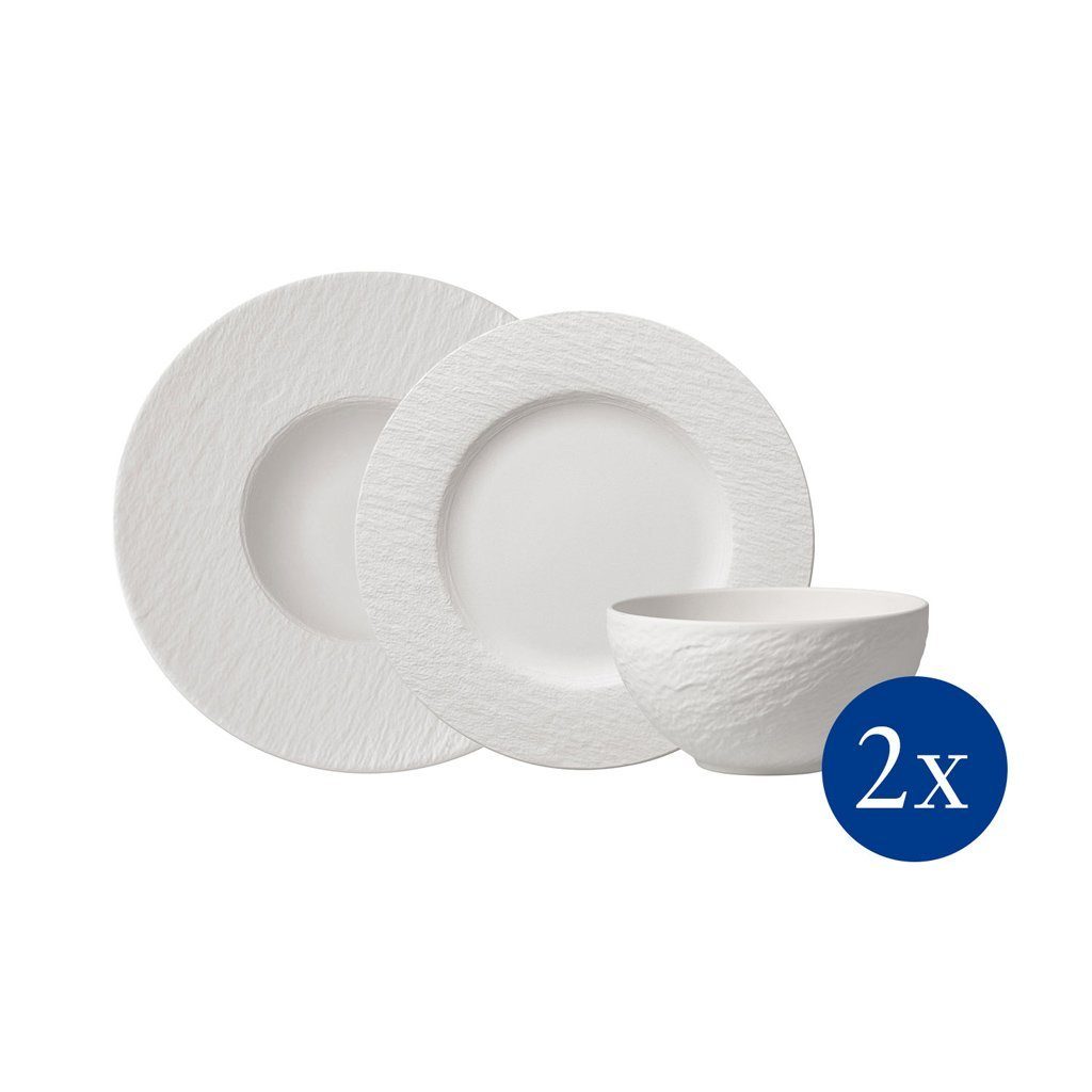 Villeroy & Boch Geschirr-Set Manufacture Rock blanc Starter Set 6tlg. EC (6-tlg), 2 Personen, Porzellan