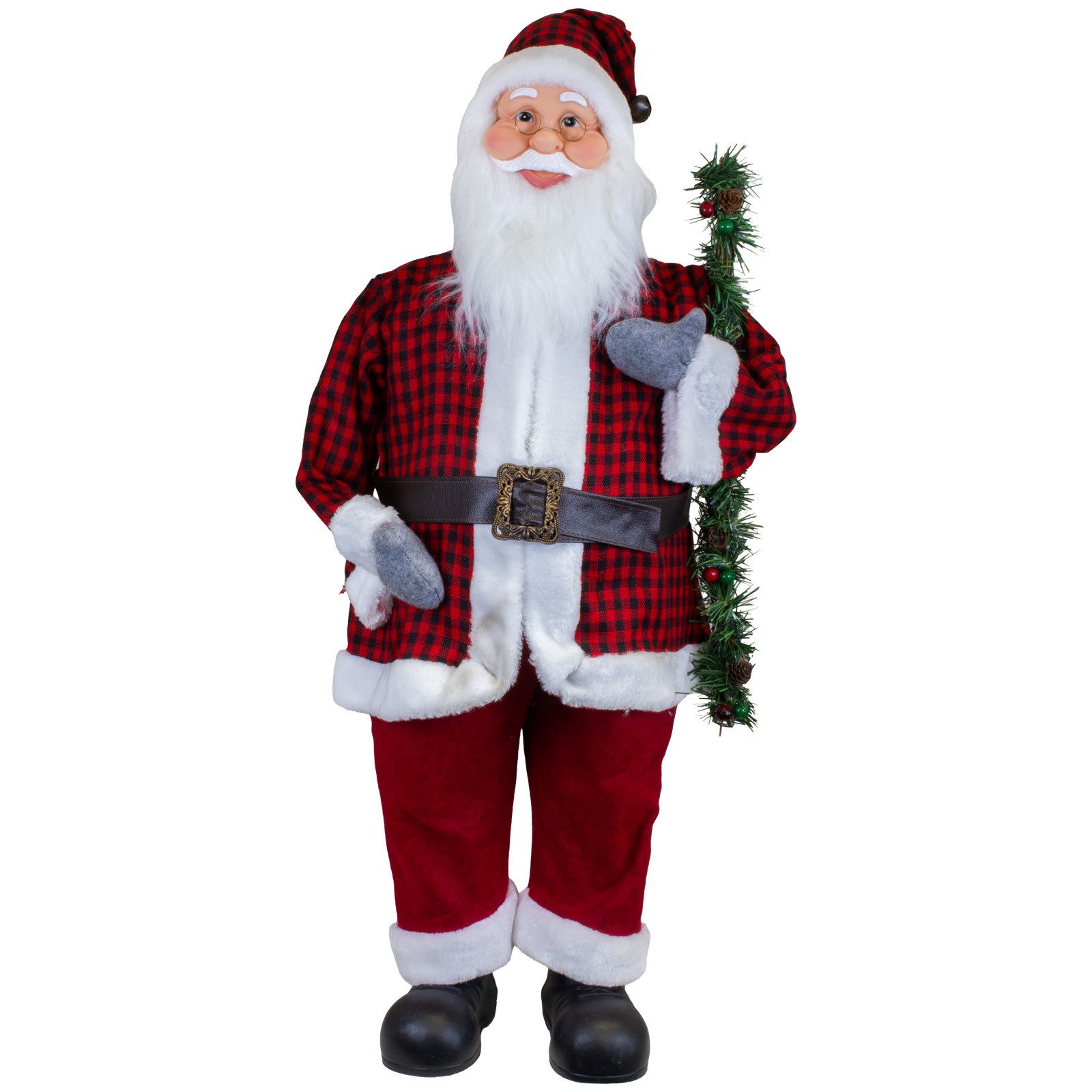 Christmas Paradise Weihnachtsmann Kimi Dekofigur versch. Größen 45/60/90cm, Rot-Schwarz kariert Weihnachtsdeko