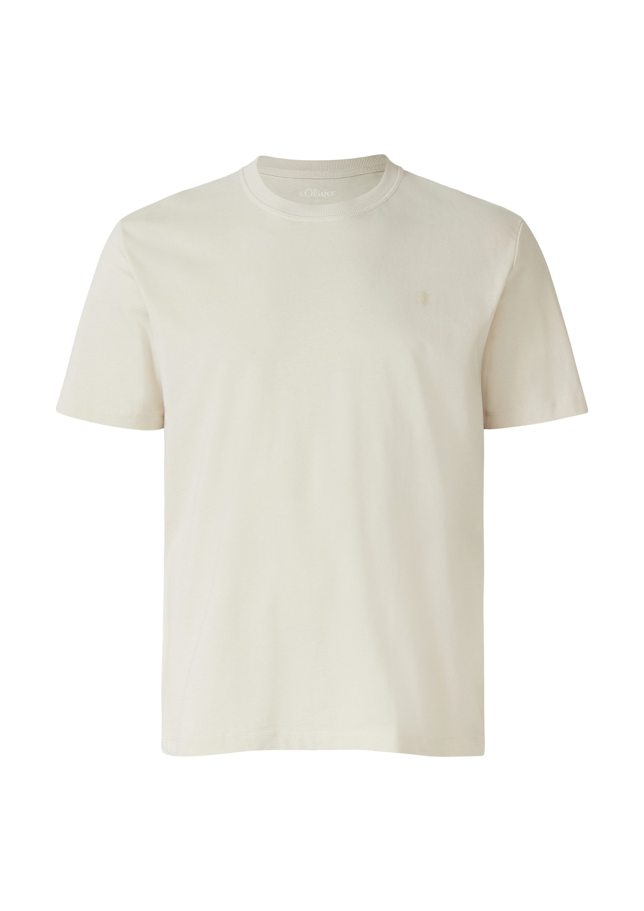 s.Oliver Kurzarmshirt T-Shirt Heavy Jersey T-Shirt mit Crew Neck und Logo-Print