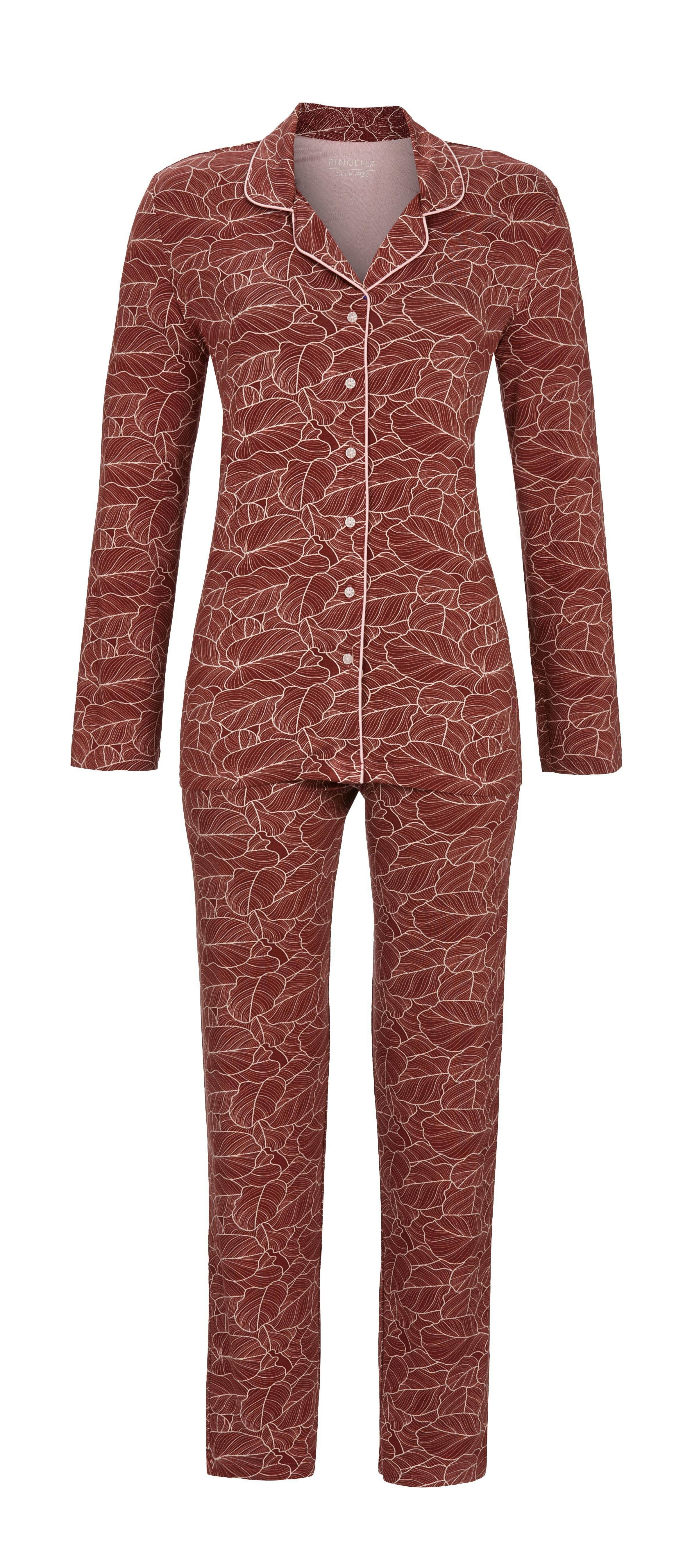 Ringella Pyjama - Schlafanzug durchgeknöpft mit Blätterdessin