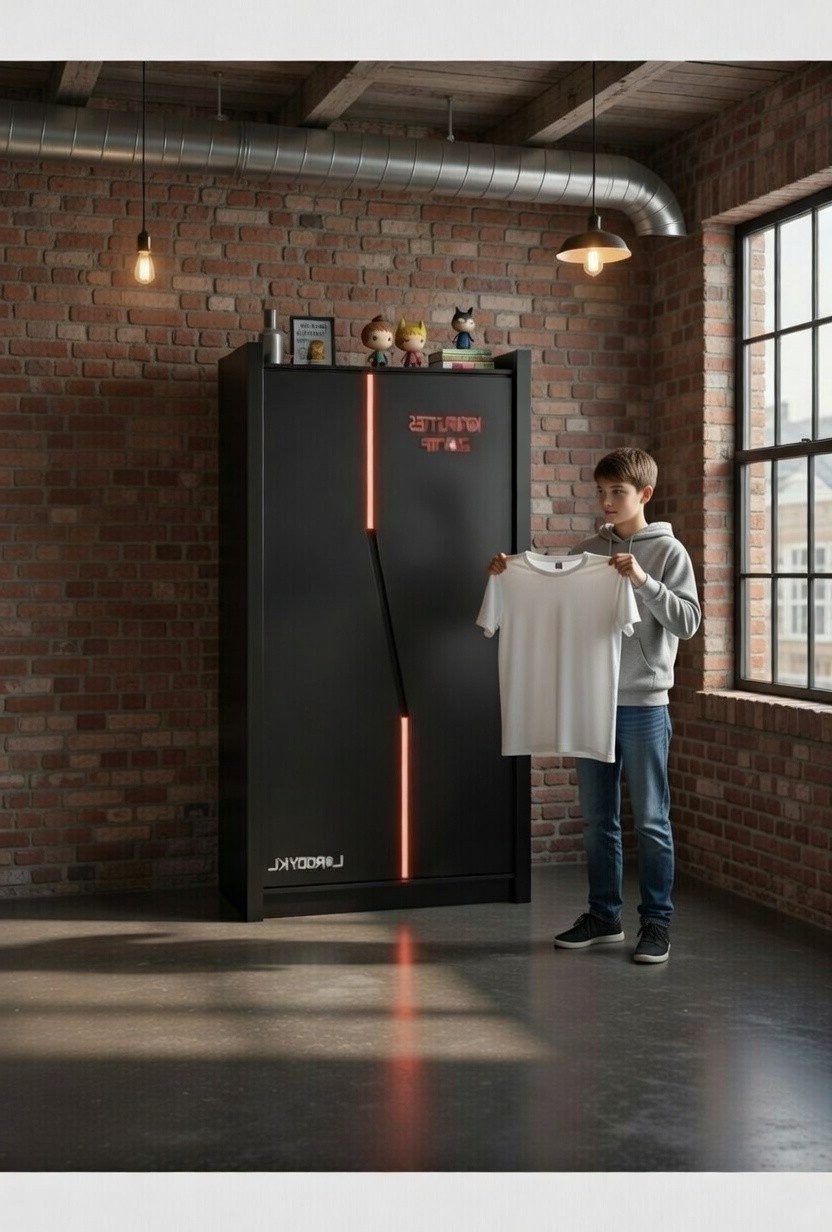 Xlmoebel Kleiderschrank Moderner Kleiderschrank mit LED und Glastüren für Schlafzimmer (Kleiderschrank mit LED) Made in Europa
