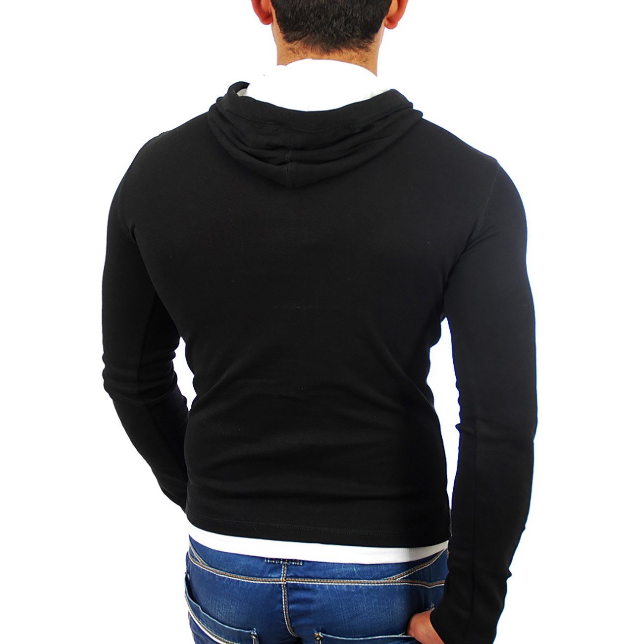 Kapuzen (1-tlg) Layer-Look Kapuzensweatshirt Sweatshirt Reslad Herren RS-1003 Sweatshirt schwarz-weiß Reslad