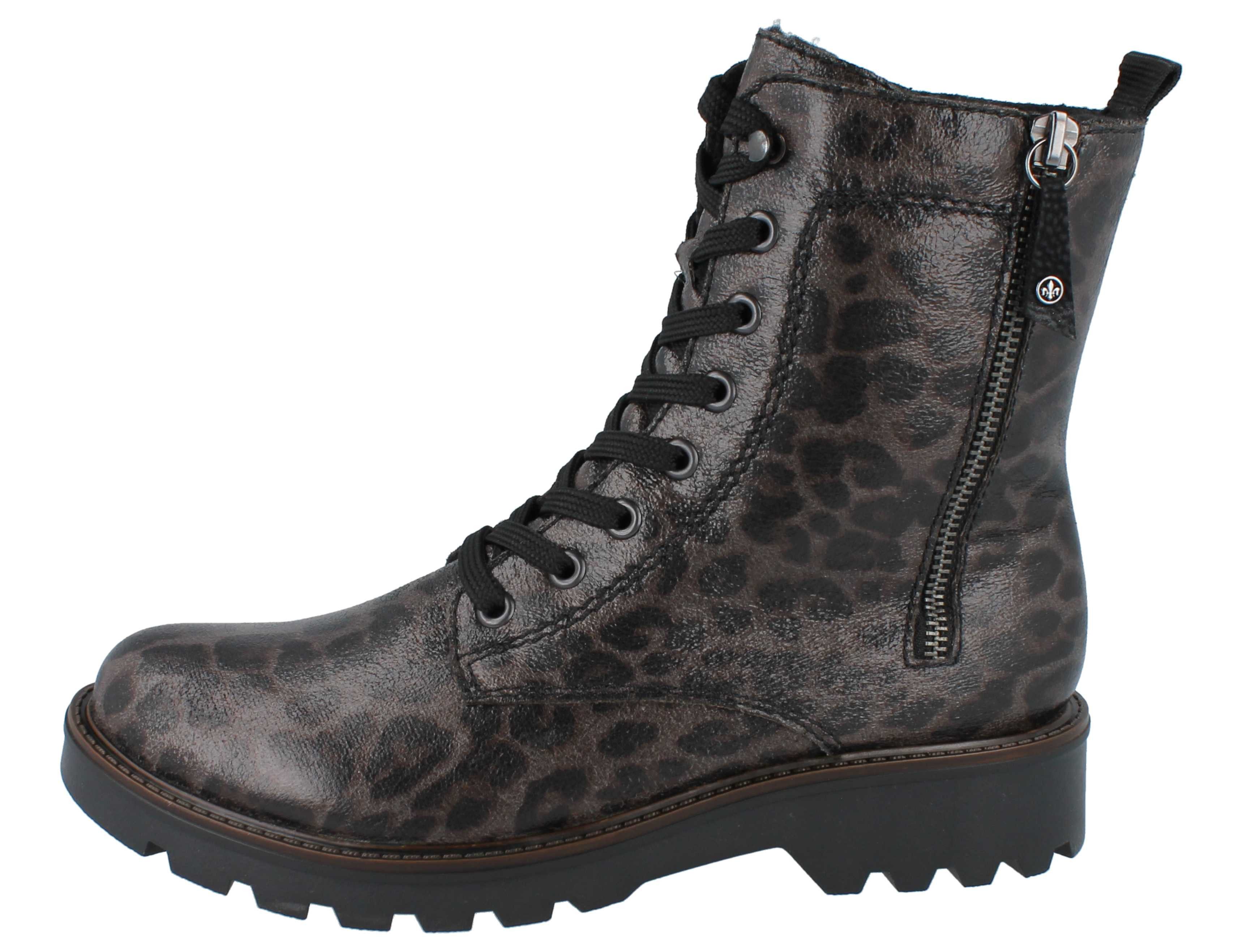 Rieker RIEKER Leprato Damen Biker Boots grau schwarz Lederimitat - Größe: Stiefel Vegan – Bild 2 von 5