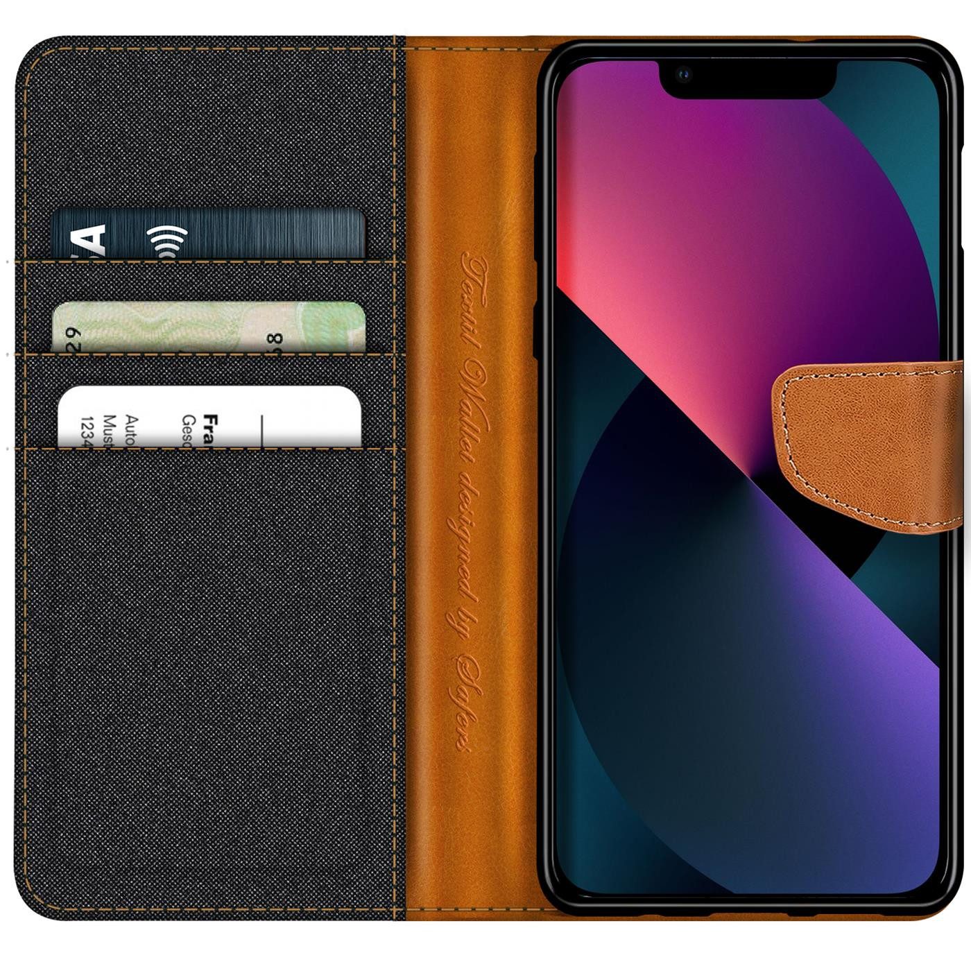CoolGadget Handyhülle Denim Schutzhülle Flip Case für Apple iPhone 14 6,1 Zoll, Book Cover Handy Tasche Hülle für iPhone 14 Klapphülle