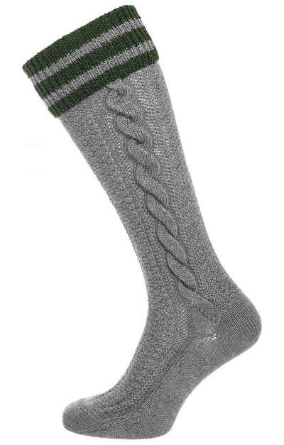 Lusana Традиційні шкарпетки Kniestrümpfe L8995R-319 mittelgrau tanne
