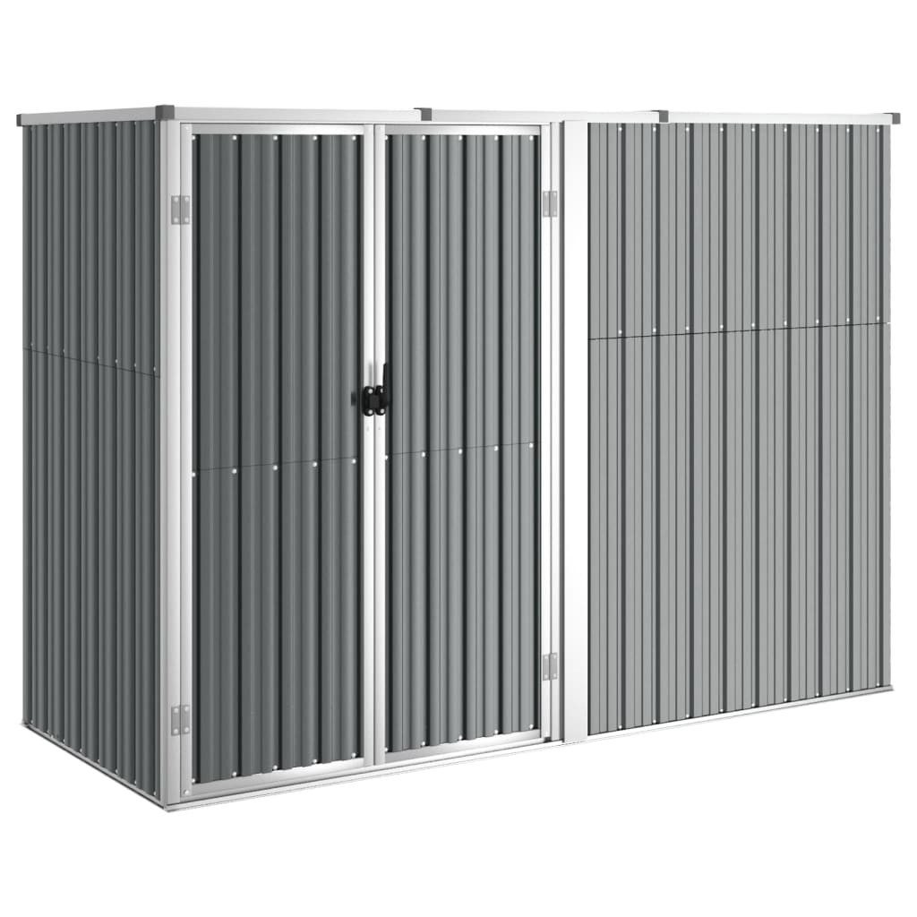 vidaXL Garten-Geräteschrank 225 x 89 x 161 cm Geräteschuppen Grau 225x89x161 cm Verzinkter Stahl