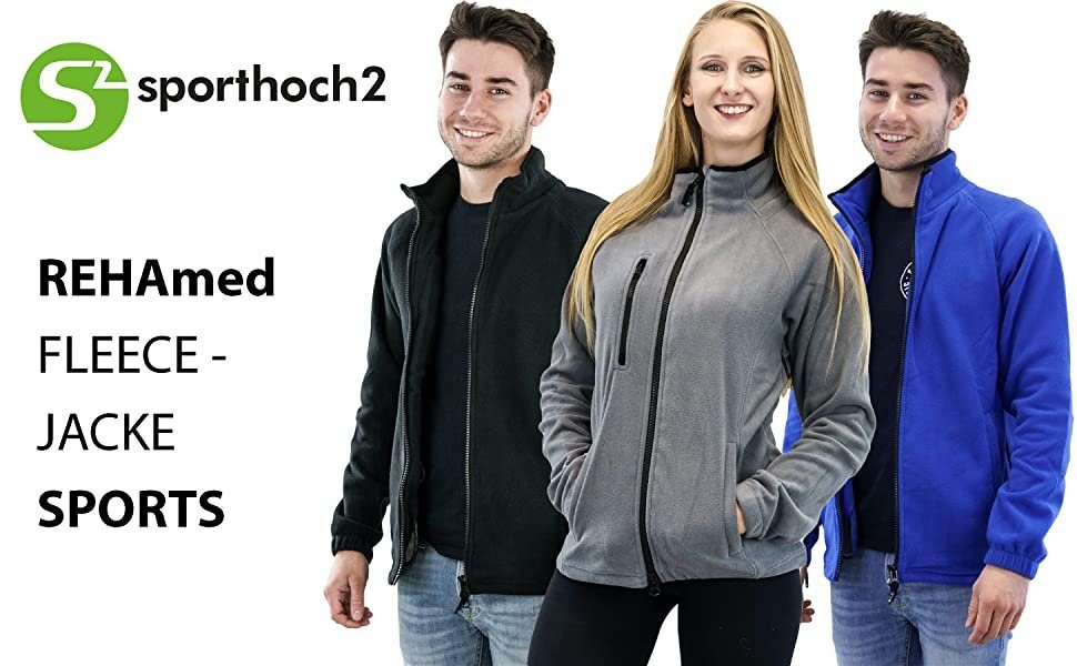 Fleecejacke bis an Stehkragen - den und - Reha-Dialyse 4-Wege-Reißverschlussystem Jacke Große mit 3 Ärmeln 4XL Fleece Vier-Wege exklusives Ärmeln, Jacke - weicher sporthoch2 schwarz Weitenversteller, REHAmed Reißverschluss RV-Taschen, Stehkragen, an Außentaschen« SPORTS Herren Größen hoher