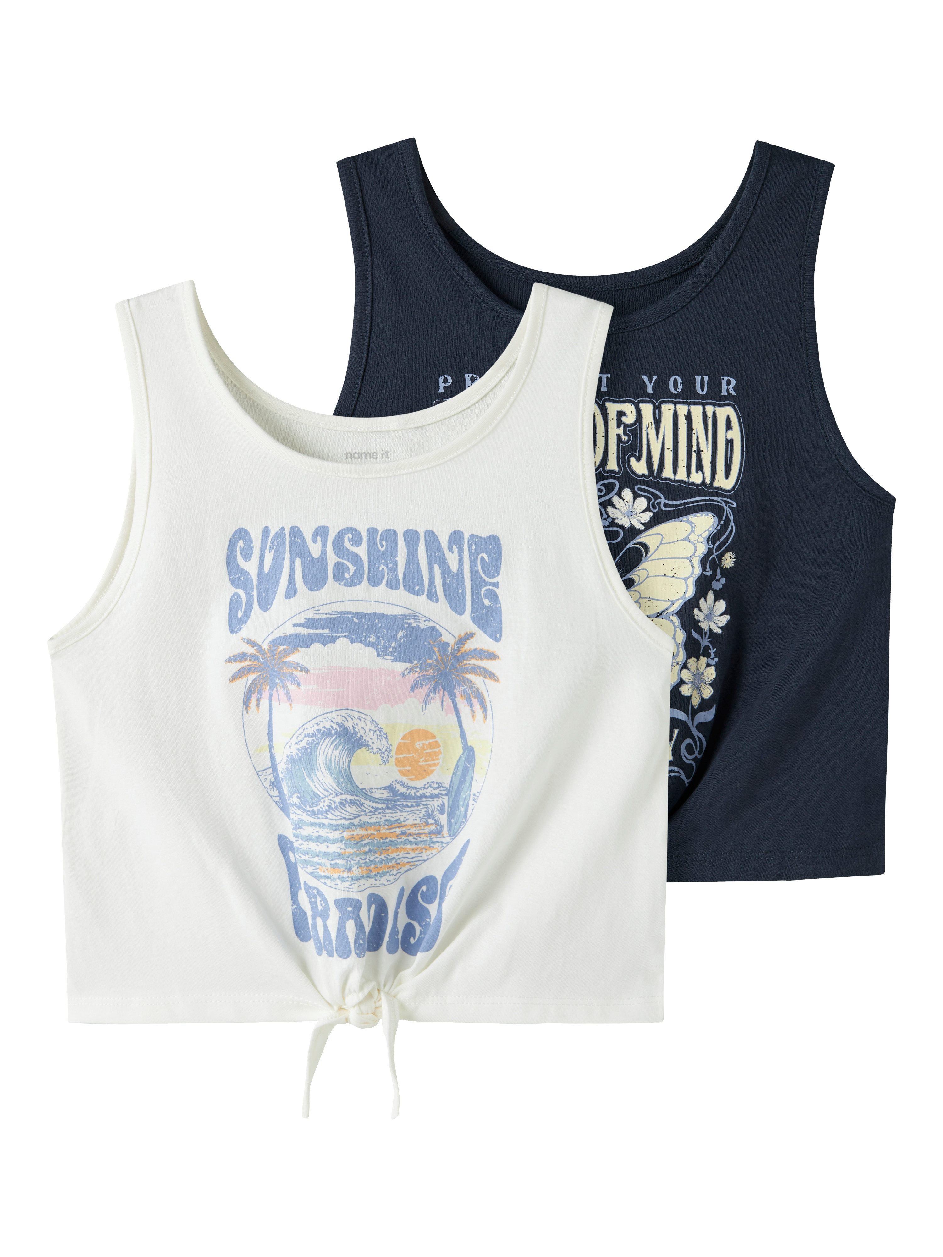 Name It Tanktop NKFVAYA 2P SL CROP TOP (Packung, 2-tlg) mit tollem Knotendetail