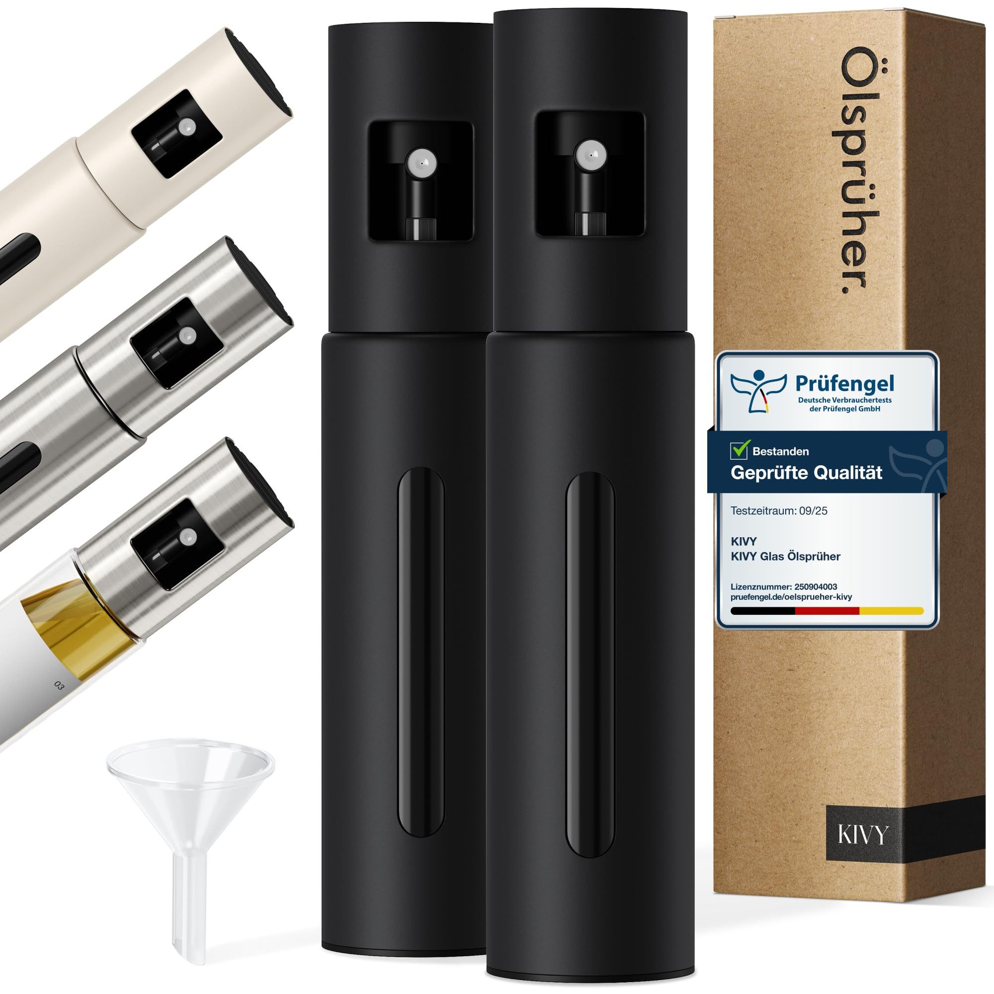 KIVY Ölspender Ölsprüher mit Sprühkopf, Öl-Sprühflasche & Ölzerstäuber für Kochen, (Set, 2-tlg)