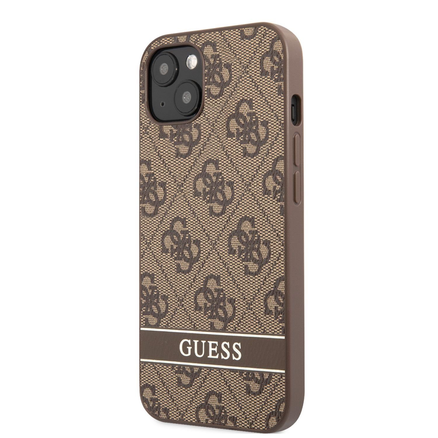 Guess Handyhülle Guess PU 4G Stripe Case für iPhone 13 mini Braun Schutzhülle