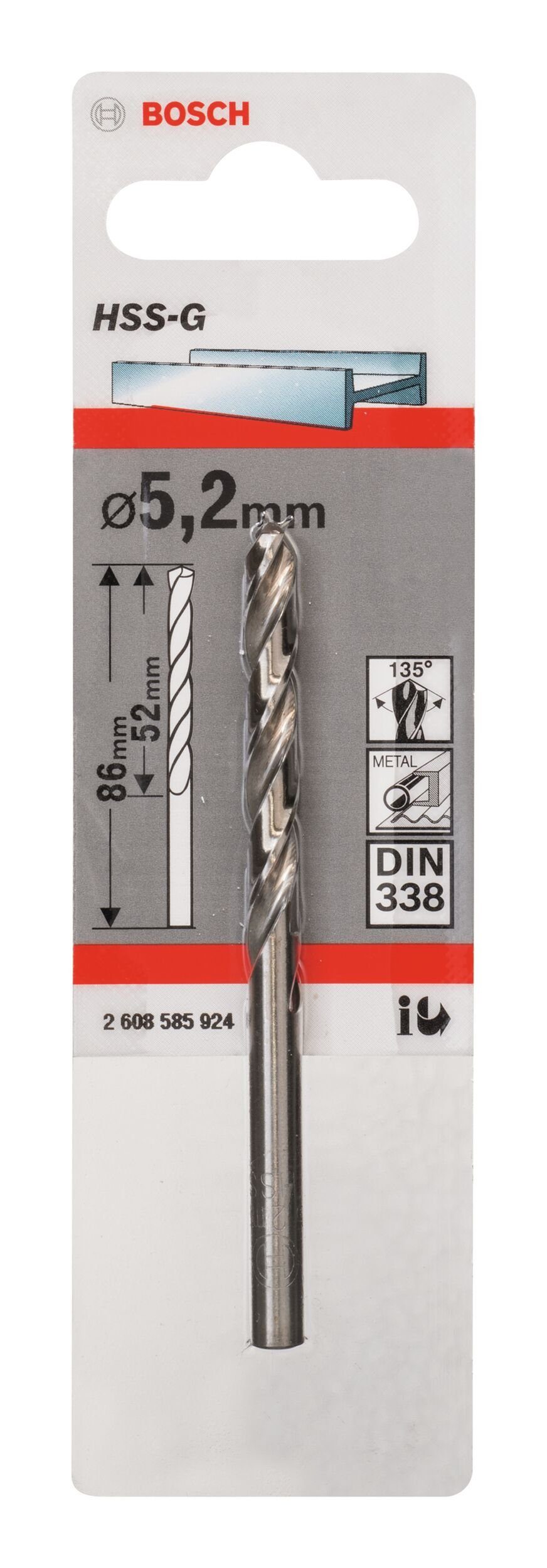 BOSCH Metallbohrer, HSS-G (DIN x - mm 5,2 86 338) 1er-Pack x 52 