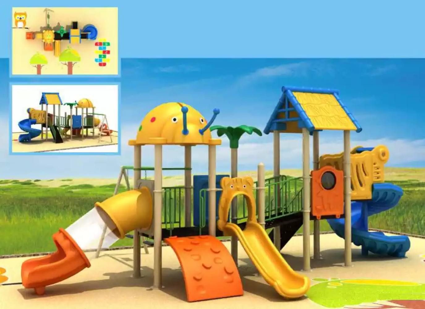 Xlmoebel Spielturm Bunter Kinderspielplatz mit Rutschen und geräumigem Turm, Hergestellt in Europa