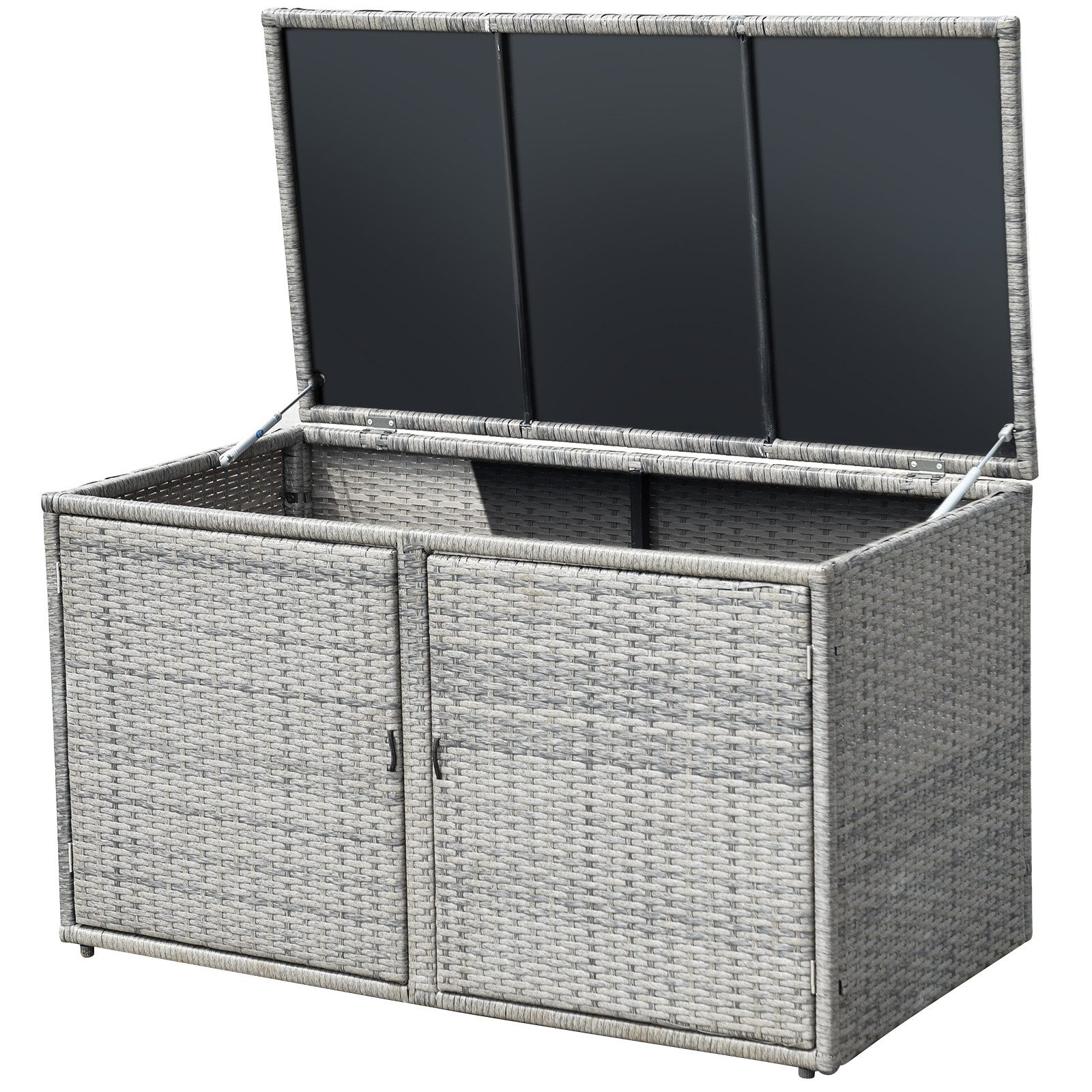 KOMFOTTEU Auflagenbox Kissenbox, 335L Polyrattan Aufbewahrungsbox