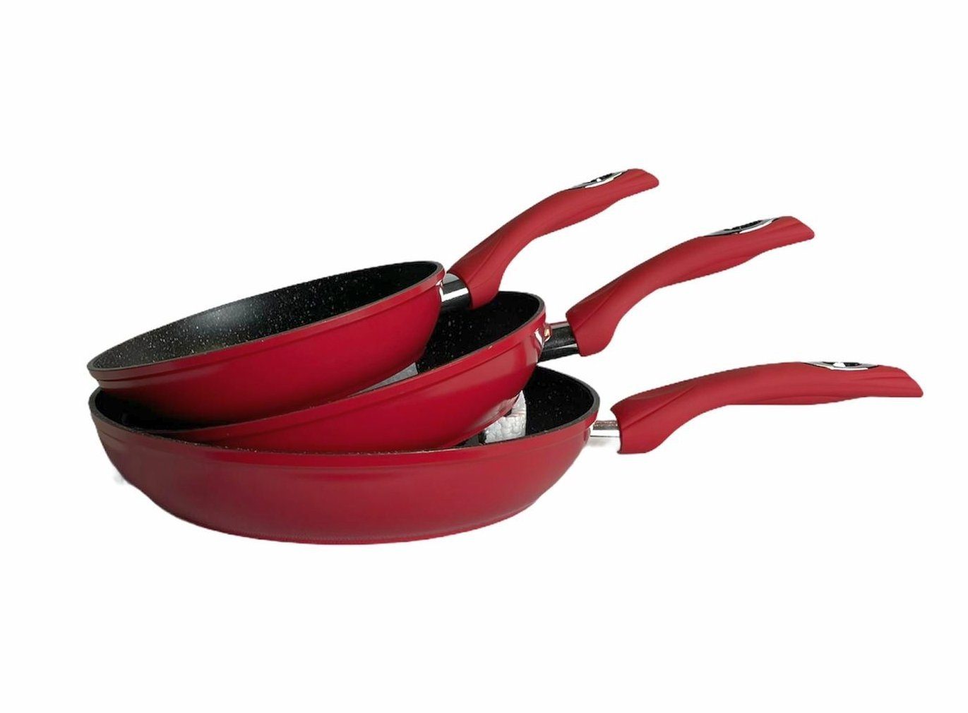 Pfannen-Set Bratpfanne Pfannen Set 3-tlg beschichtet Induktion Cheffinger rot