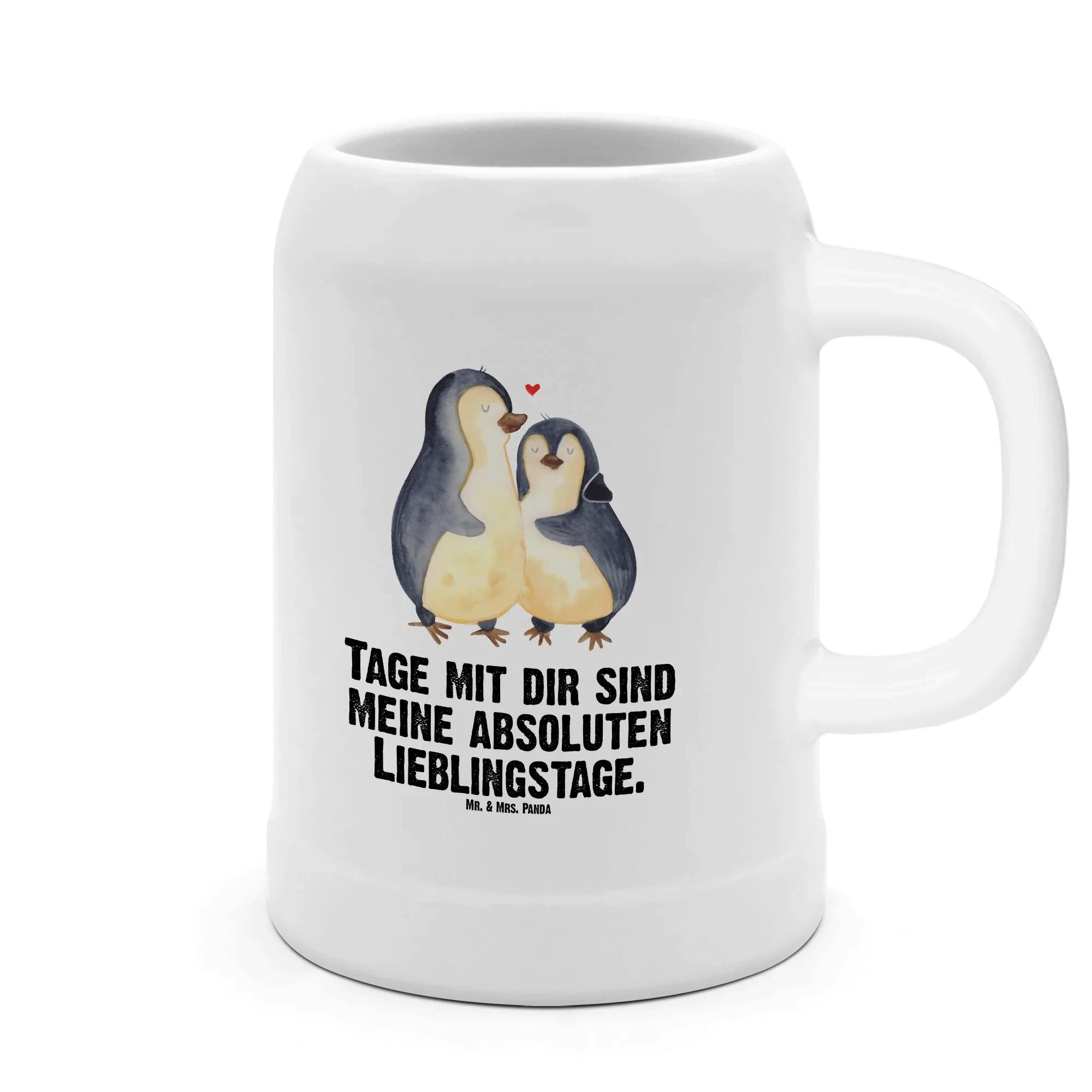 Mr. & Mrs. Panda Bierkrug Pinguin umarmen, Bierkrug, Weiß, Hochzeit, Liebesbeweis, Steinzeugkru, Steinzeug, Deckelkrug Steinzeugkrug Bierglas Krug