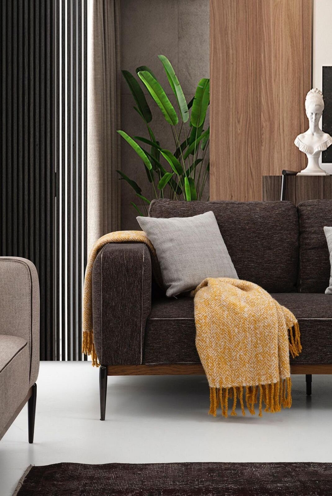 JVmoebel 3-Sitzer Dreisitzer Sofa in Design Stoff Wohnzimmer Grau, Teile, Made Modern 3 1 Sitzer Sofas Europa