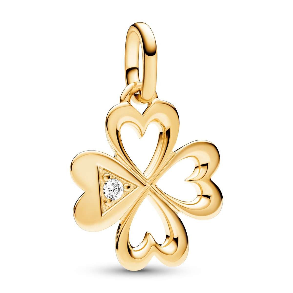 Pandora Kettenanhänger 763034C01, Anhänger Herz Vierblättriges Kleeblatt Goldfarben
