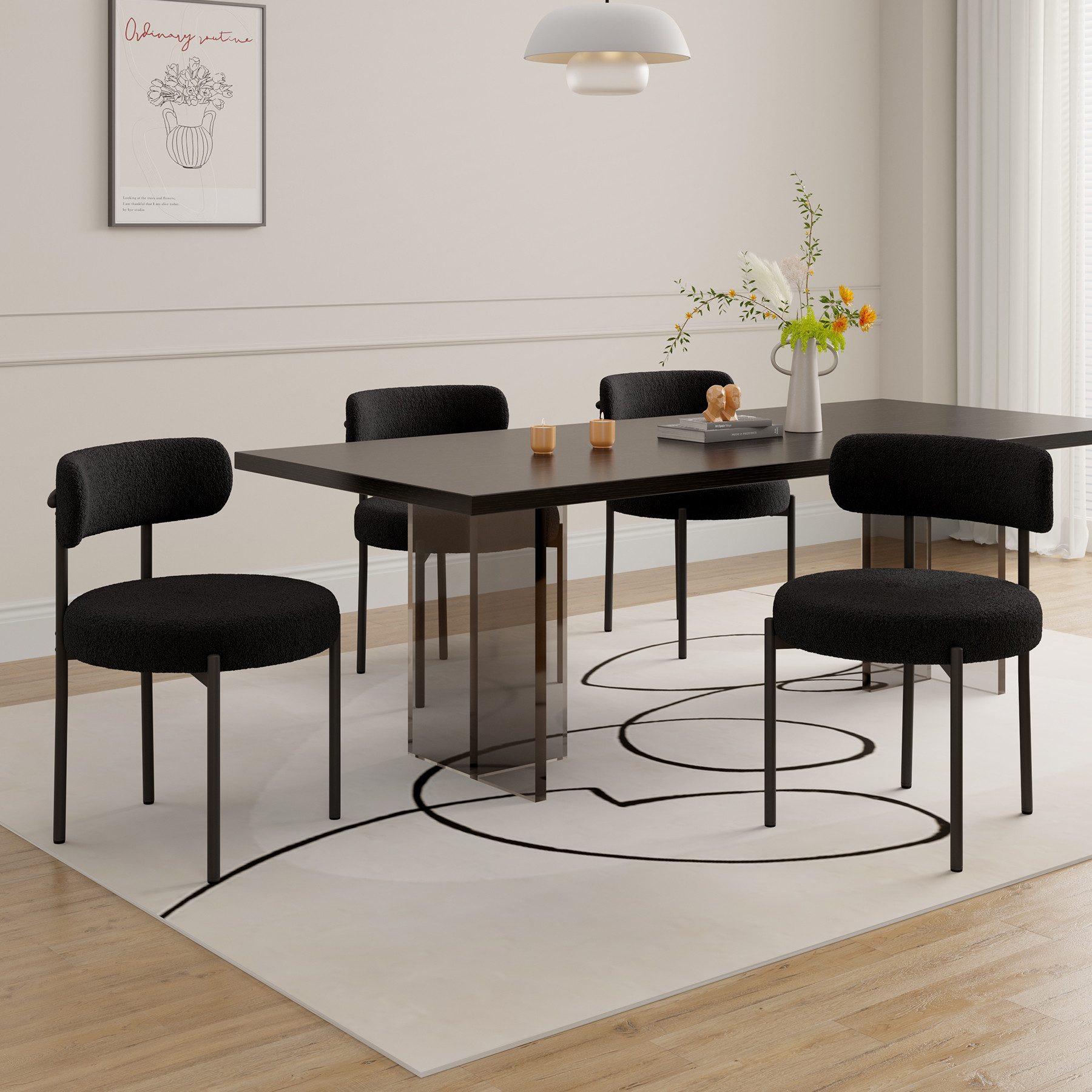 HawthyHome Esszimmerstuhl Teddy Stoff Runde Boucle Stühle Polsterstuhl mit günstig online kaufen