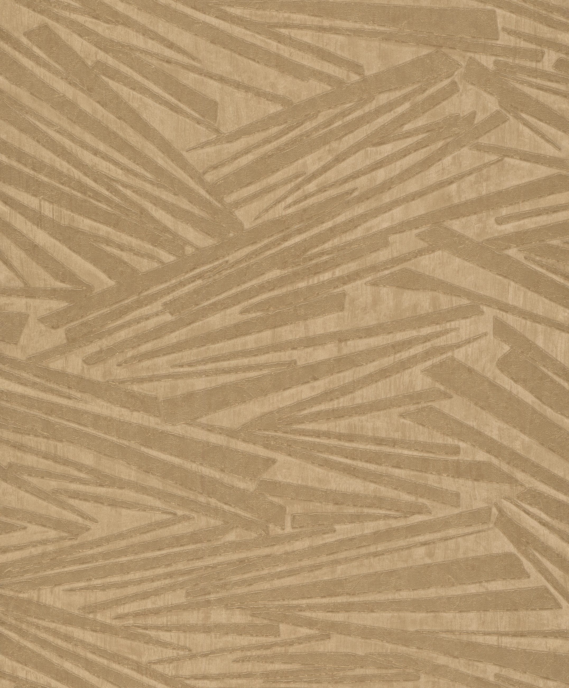 Rasch Vliestapete Uni 3D-Effekt - Vinyltapete Gold, strukturiert, uni, glänzend, 3D-Optik, grafisch, (1 Rolle, 1 St., Kollektion 'Sky Lounge' - 10,05 m x 0,53 m), Lichtbeständige Farben - Feucht abwischbar - Restlost abziehbar