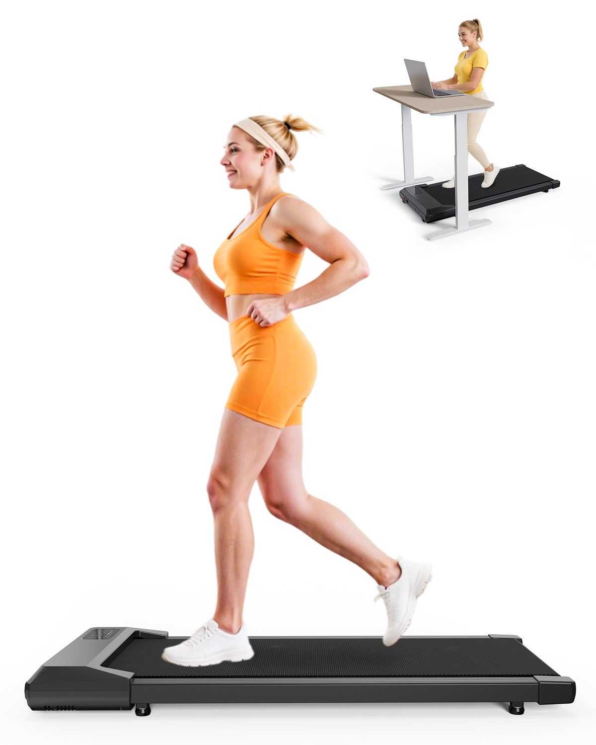 SUPERUN Laufband Walking Pad mit App-Steuerung für Zuhause mit App und Fernbedienung, 90cm Laufband 2,5 PS Motor