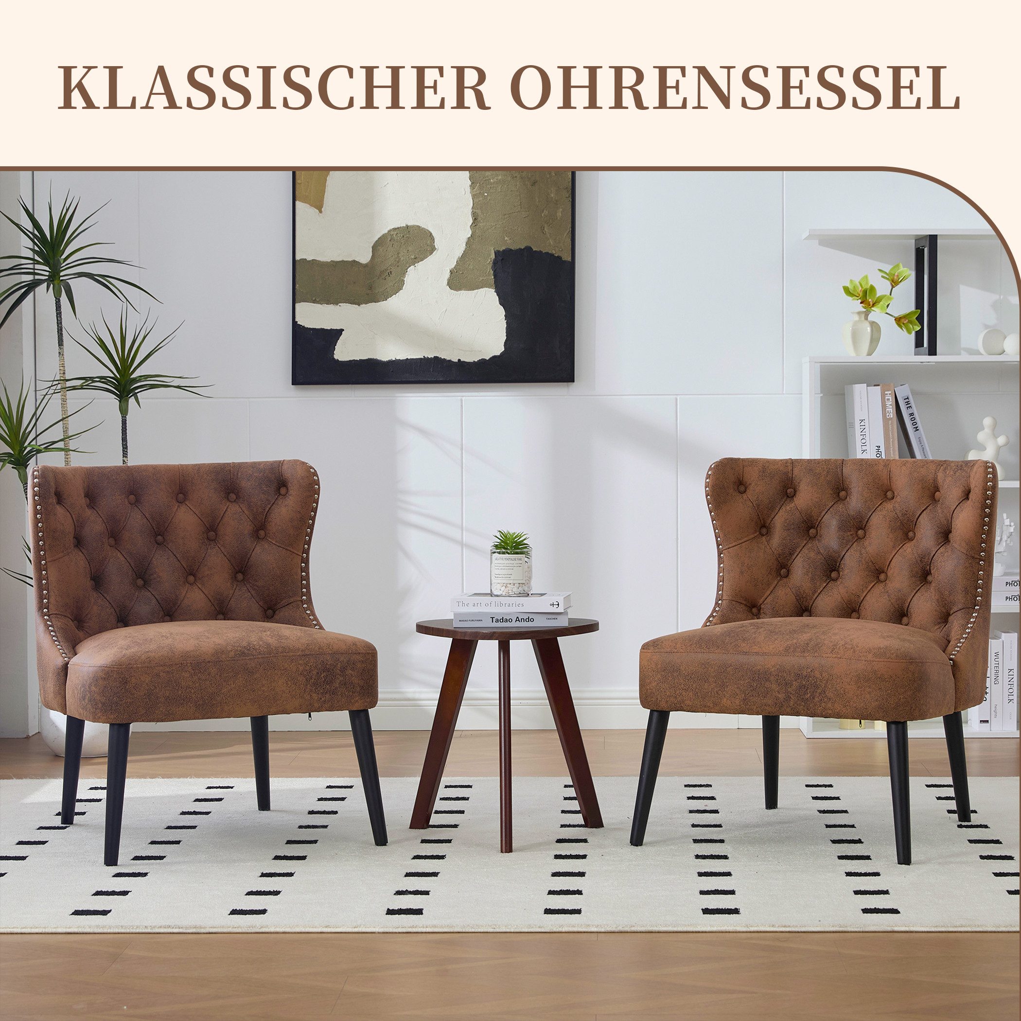SeedWave Ohrensessel Retro Polstersessel Samt Einzelsofa günstig online kaufen