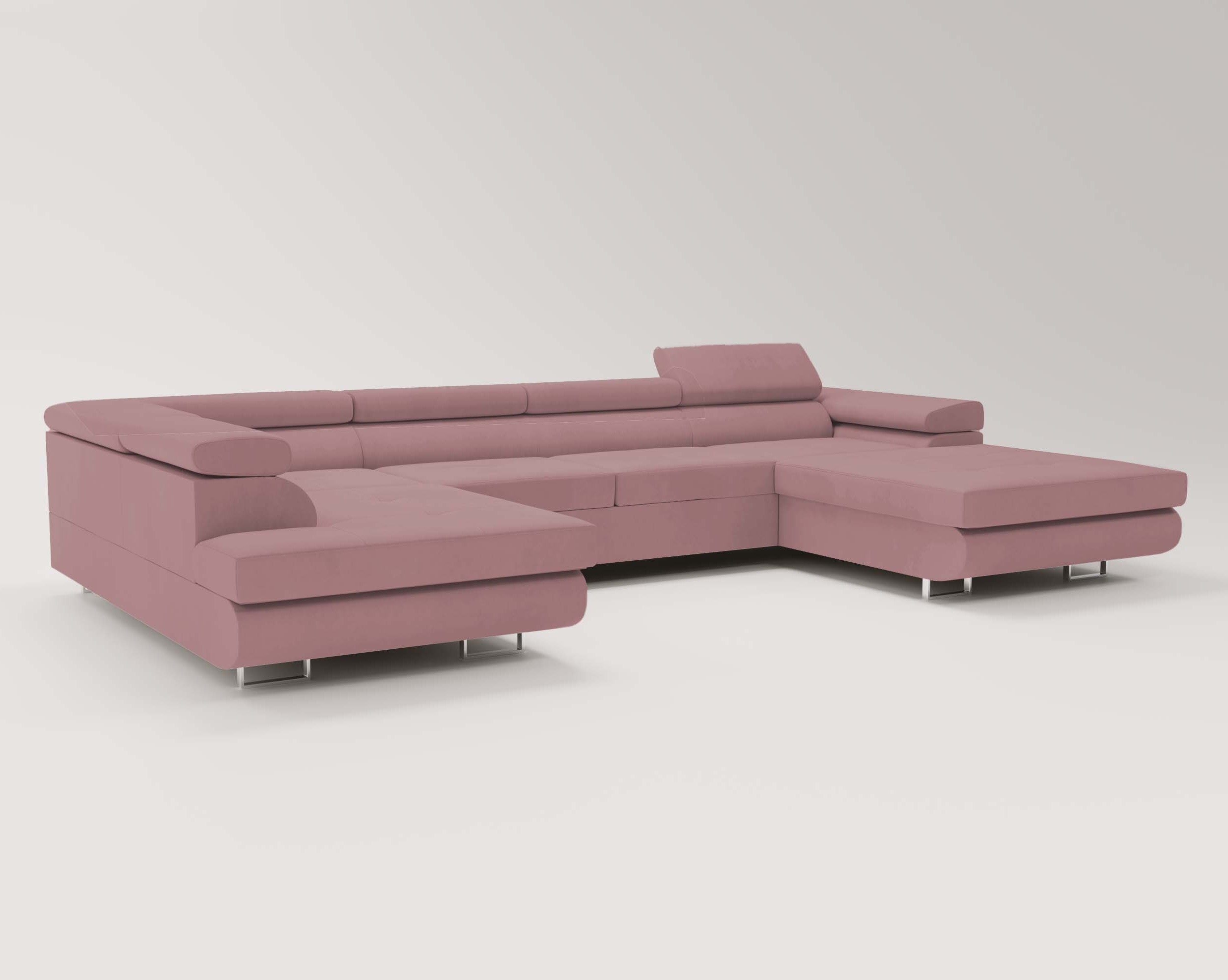 Goldstoff Wohnlandschaft mit Schlaffunktion, Couch für Wohnzimmer - Schlafs günstig online kaufen