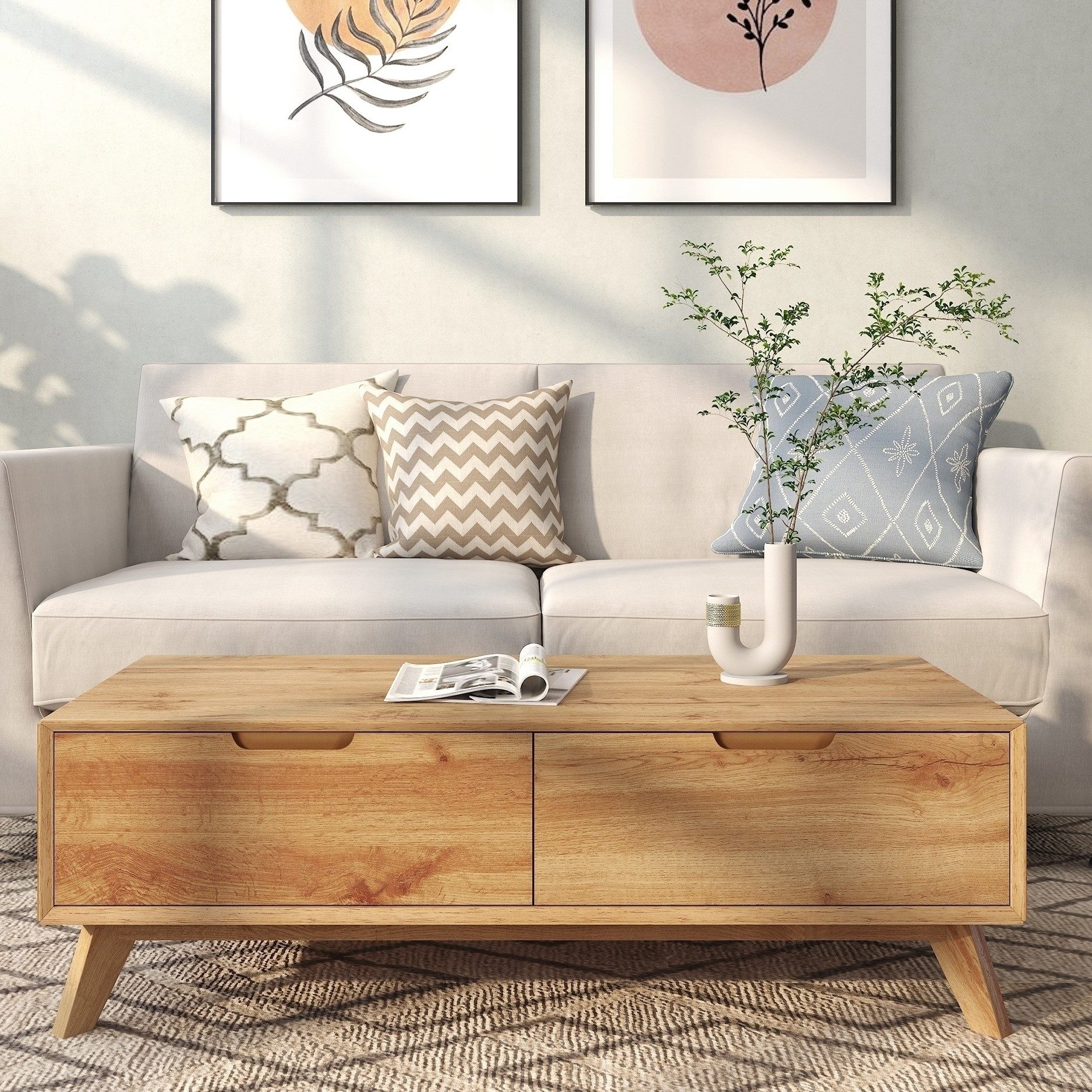 freiraum Couchtisch Essen, mit 2 Schubladen in Eiche Dekor - 110x37x50cm (BxHxT)