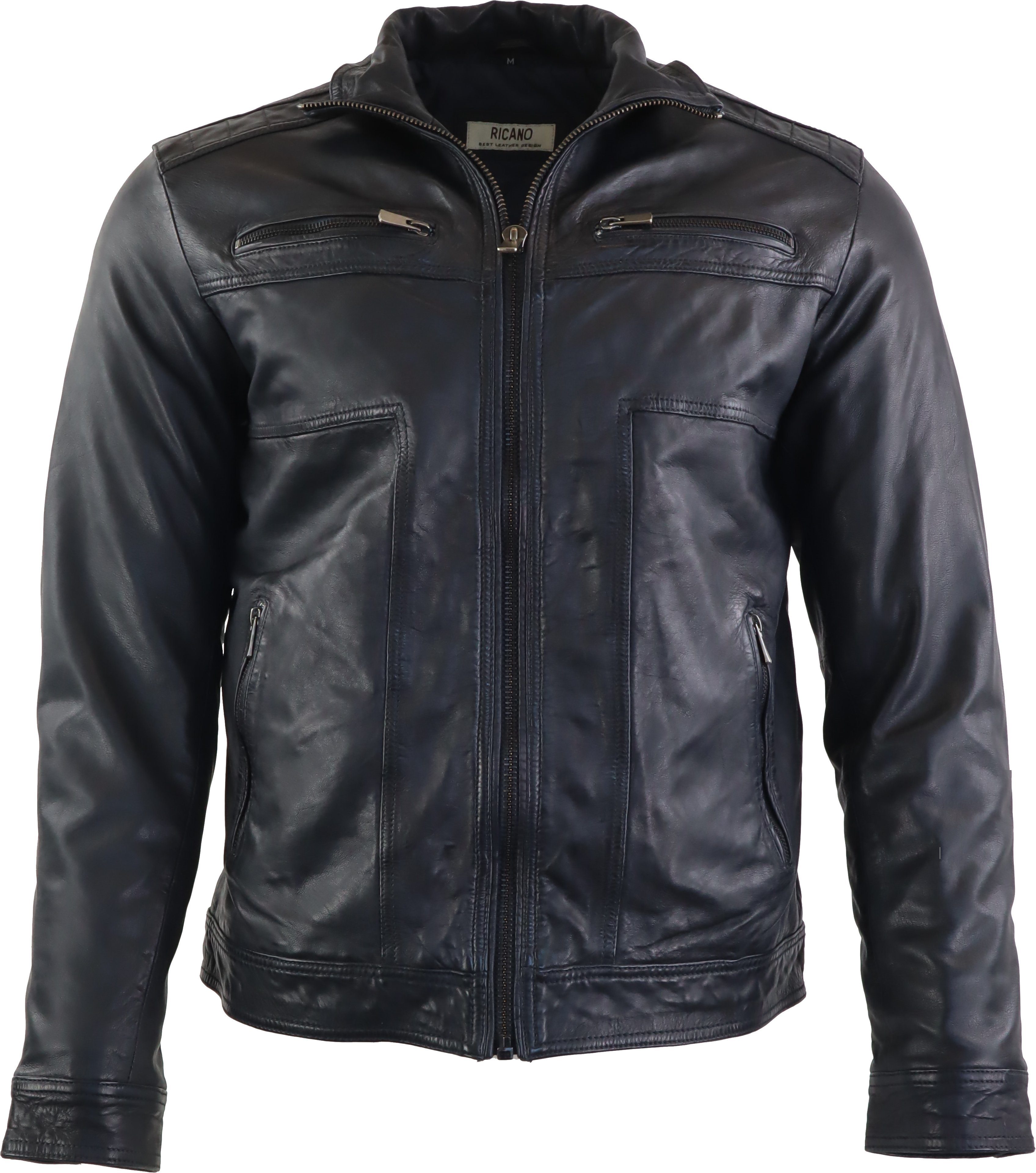 RICANO Lederjacke Albert hochwertiges Lammleder Navy Blau