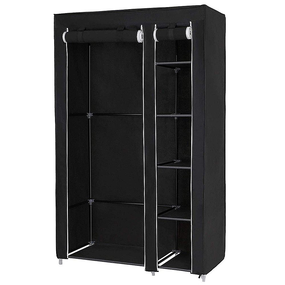 JEOBEST Stoffschrank Kleiderschrank, Stoffschrank, faltbare Garderobe mit Kleiderstangen mit Kleiderstange, Reißverschluss & Ablagen – Bild 3 von 5