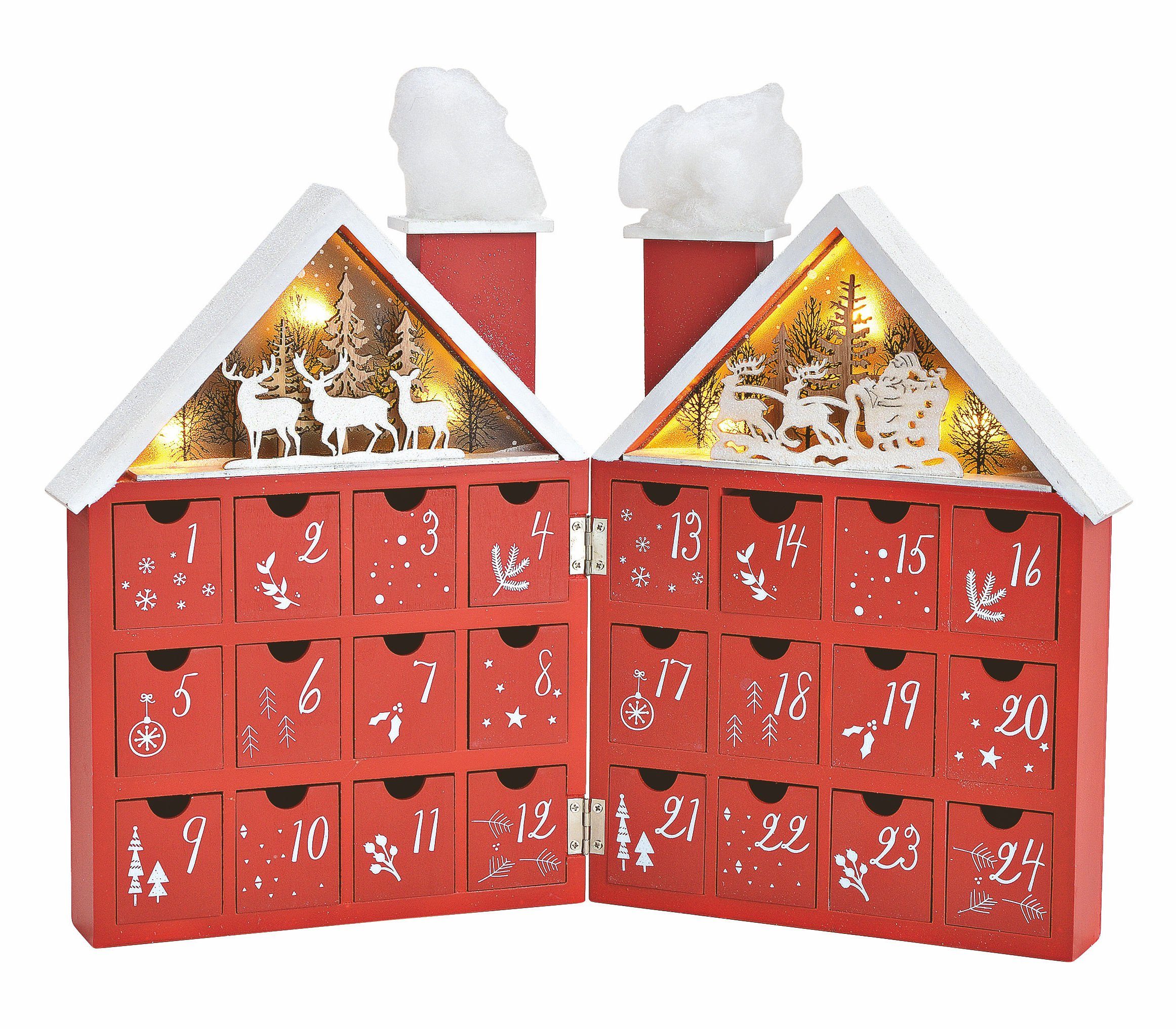 Spetebo befüllbarer Adventskalender Buch Adventskalender 30cm mit 24 Boxen - mit LED (Set, 24-tlg), beleuchtet, zum selber Befüllen