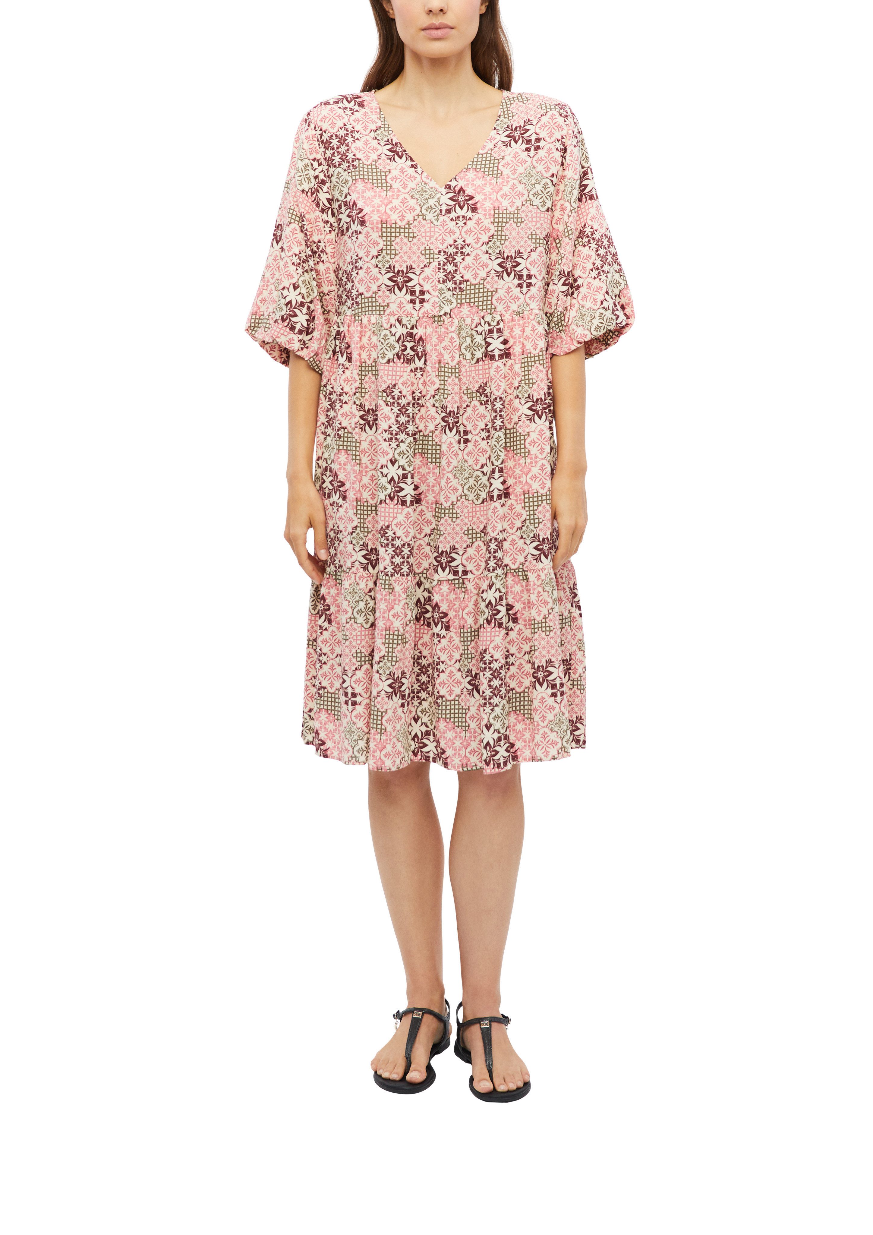s.Oliver Blusenkleid Langes Sommerkleid mit Viskose – Bild 3 von 4
