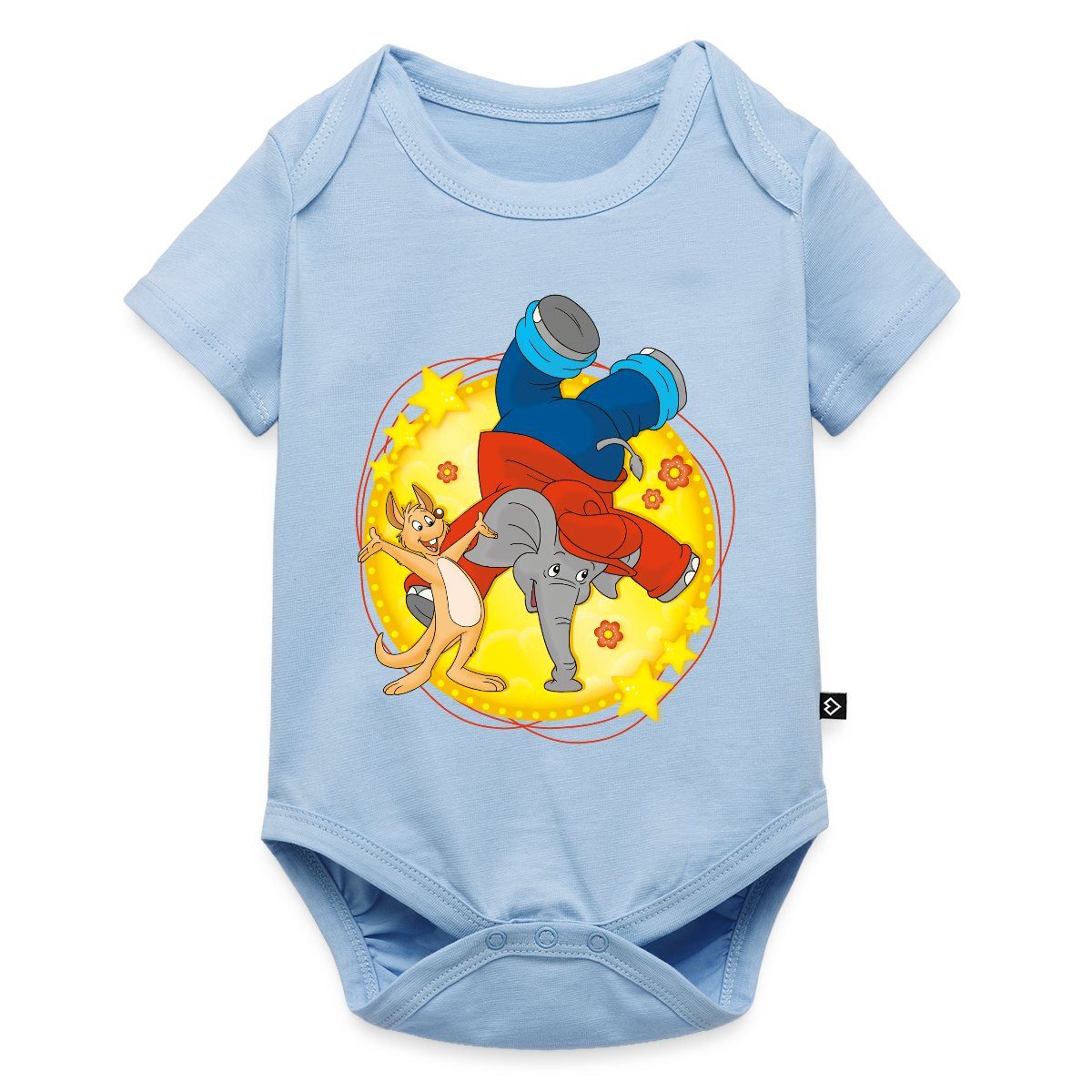 Spreadshirt Kurzarmbody Benjamin Blümchen Steht Auf Seinem Rüssel Kurzarm Tages Baby Body (1-tlg)