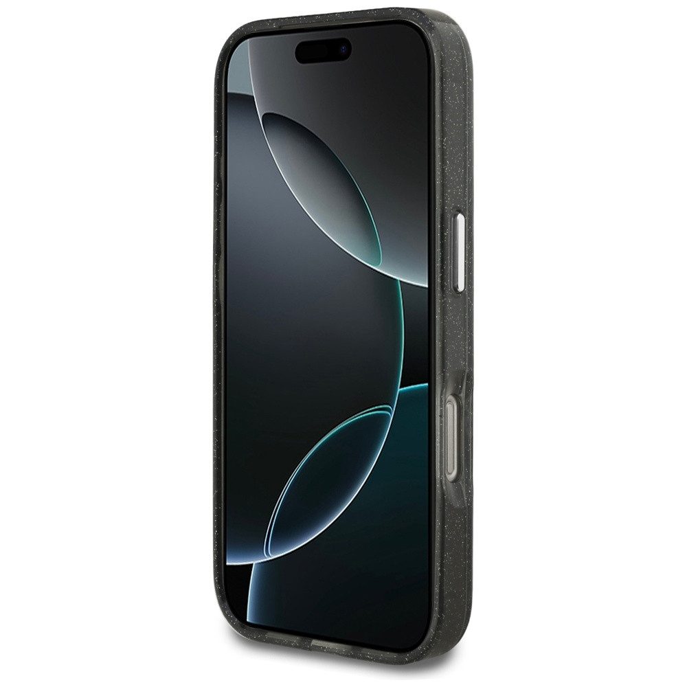 KARL LAGERFELD Handyhülle MagSafe iPhone 17 Pro Kunststoff schwarz Glitzer Logo 6,3 Zoll, Kantenschutz