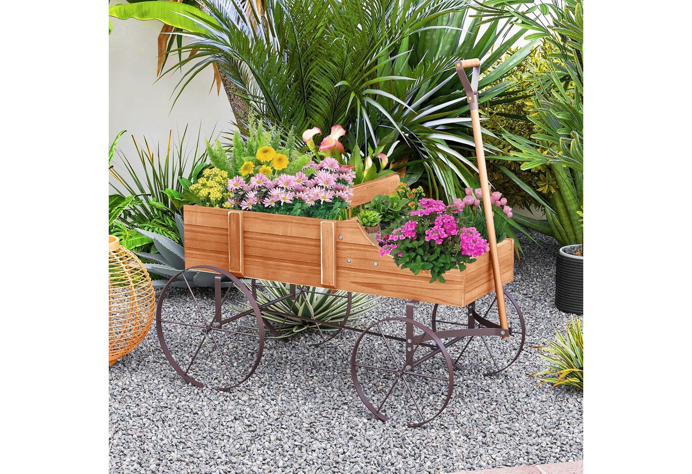 Thumbnail - KOMFOTTEU Blumenständer Blumenwagen, 2 separate Blumenregale,Tragkraft 15kg