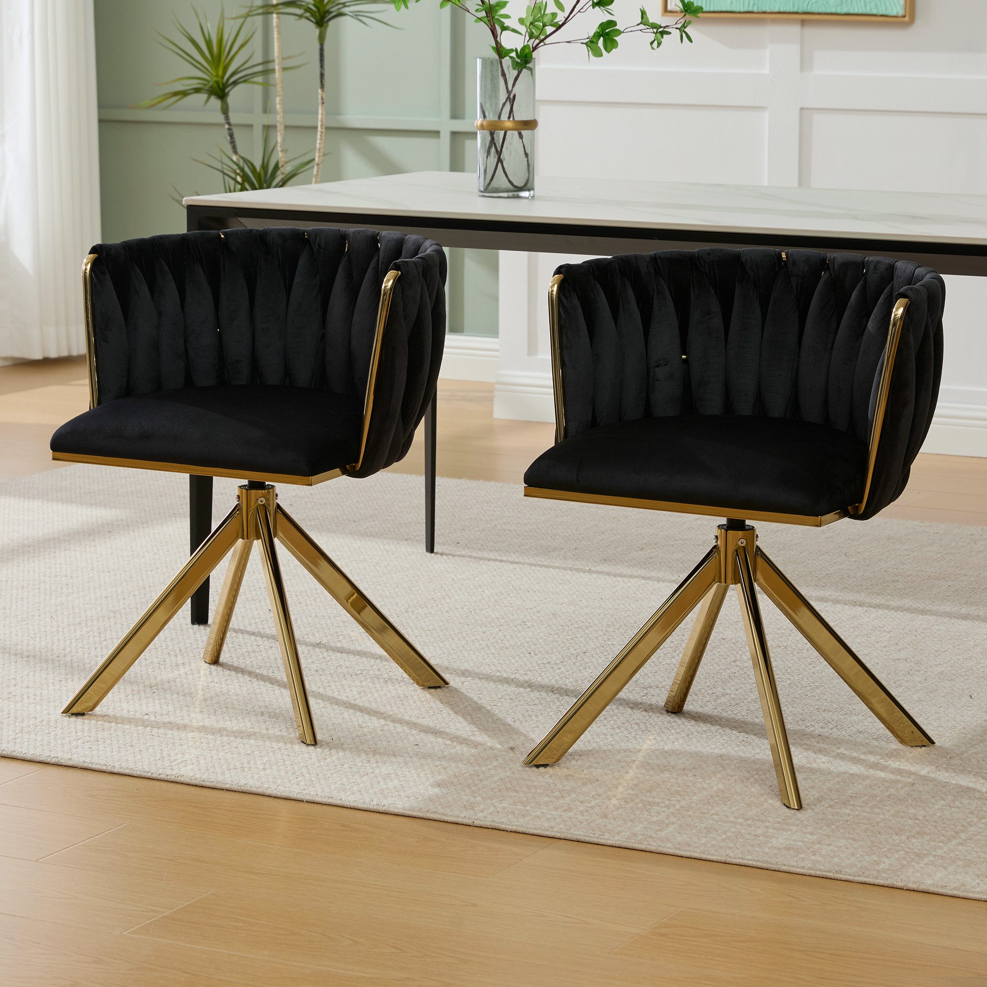 STILVORA Esszimmerstuhl mit goldenen Beinen,Bürostuhl Ankleidestuhl aus Sam günstig online kaufen