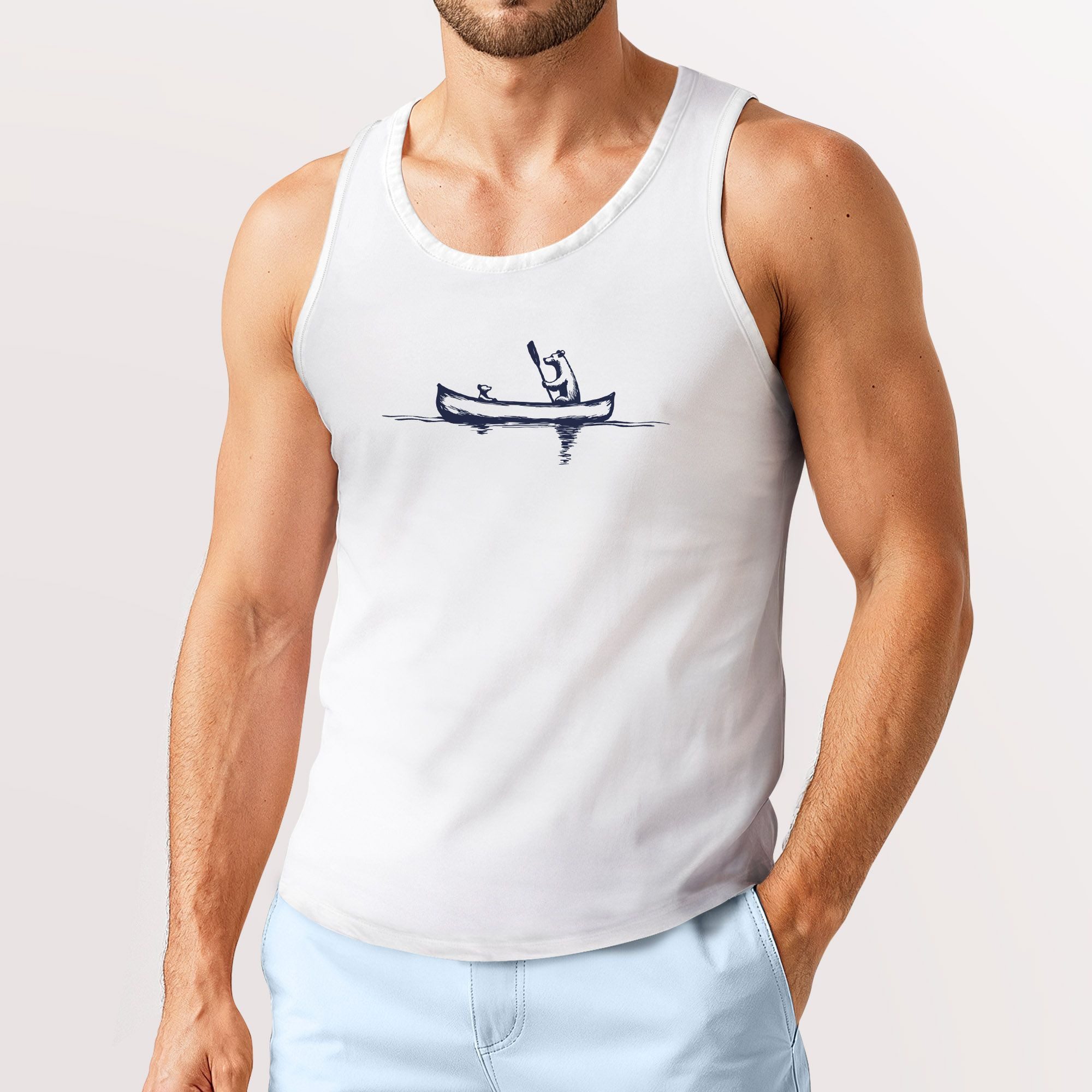 Neverless Tanktop Herren Tank-Top mit Print Bär Kanu Outdoor Design Grafikshirt Sommer mit Print – Bild 2 von 4