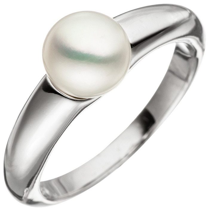 Schmuck Krone Silberring Ring Damenring mit weißer Süßwasser Perle 7-7 5mm Perlenring aus 925 Silber Silber 925